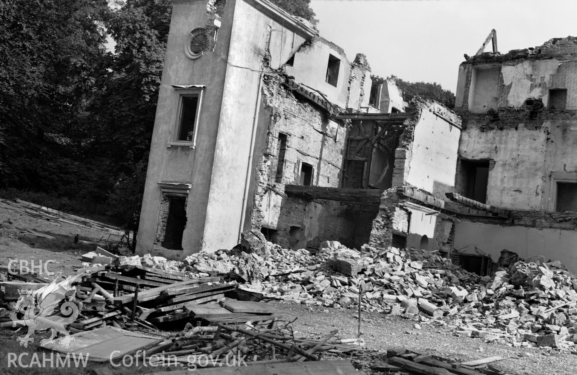 Exterior view showing demolition.