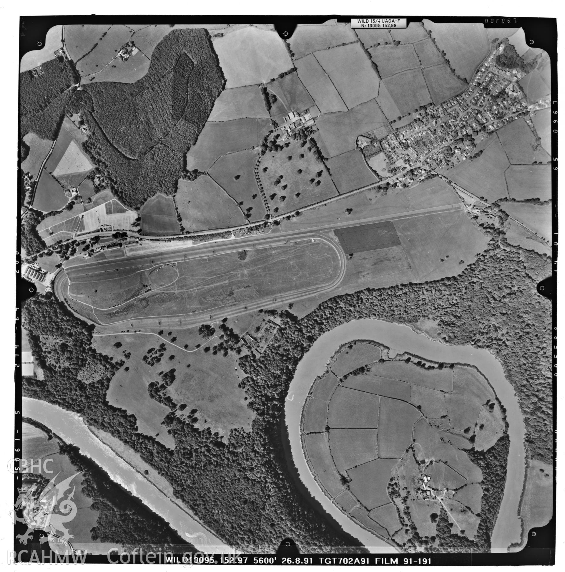 Digitized copy of an aerial photograph showing the area north of Chepstow, taken by Ordnance Survey, 1991.