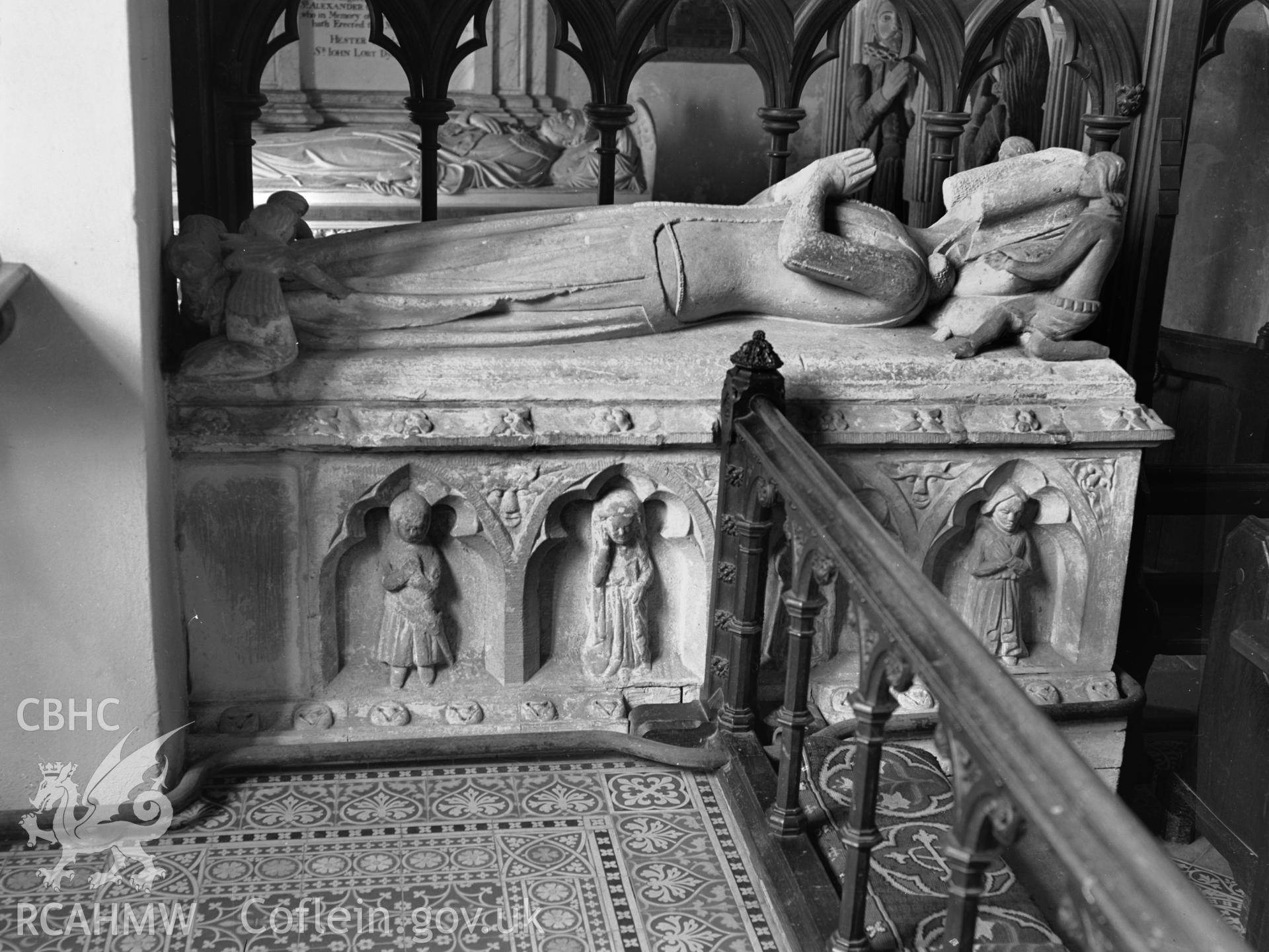 View of tomb on the south side of the chancel at Stackpole Church, Stackpole Elidyr taken in 26.08.1941.