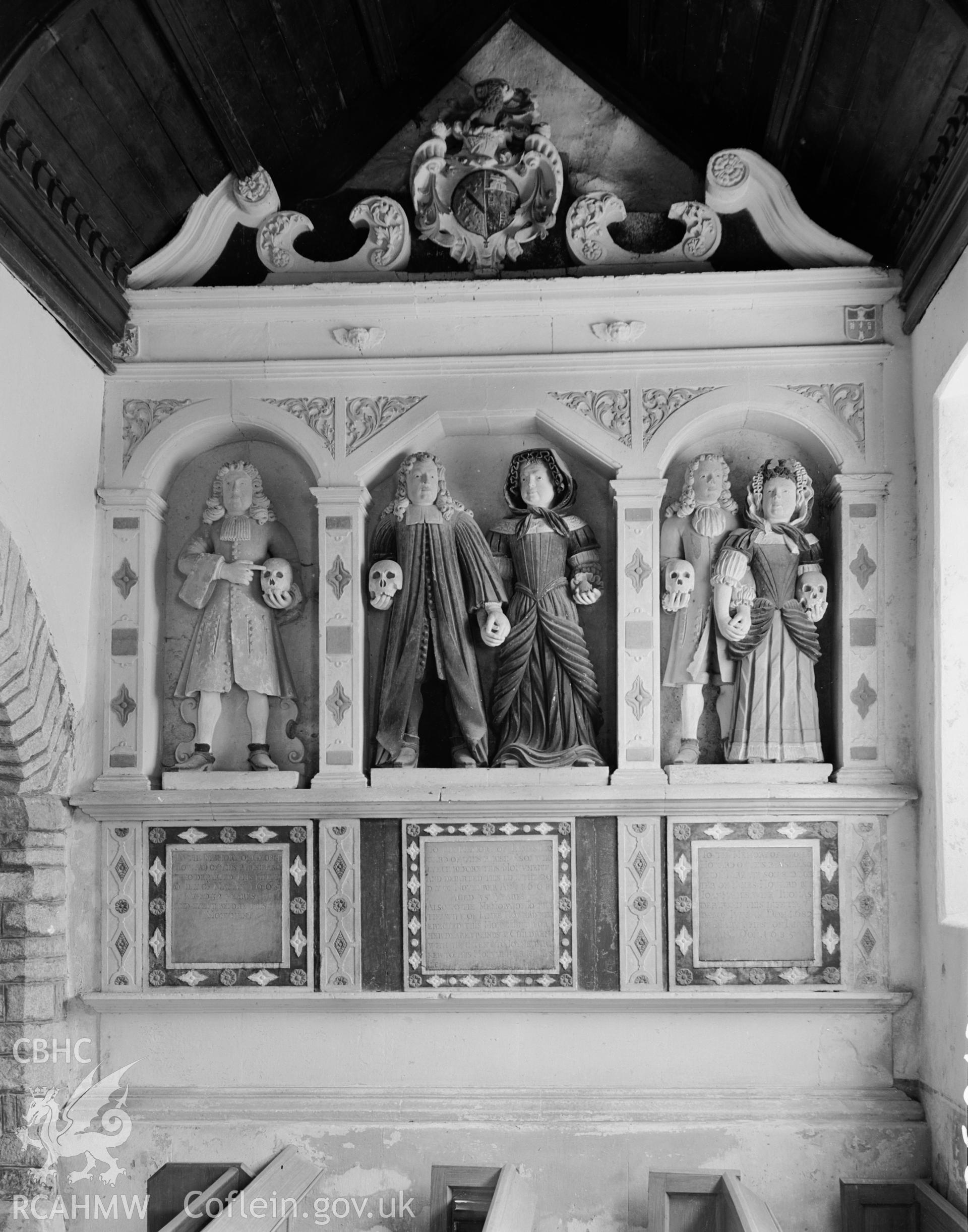 View of the Howard Memorial in the south aisle of St Michaels Church, Rudbaxton taken in 28.08.1941.