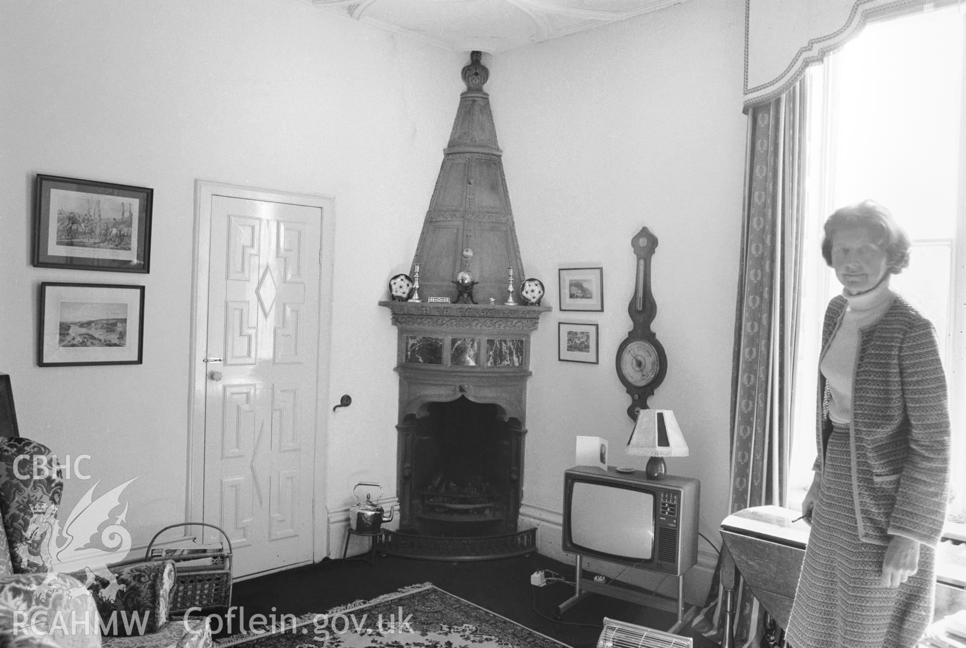 View of fireplace