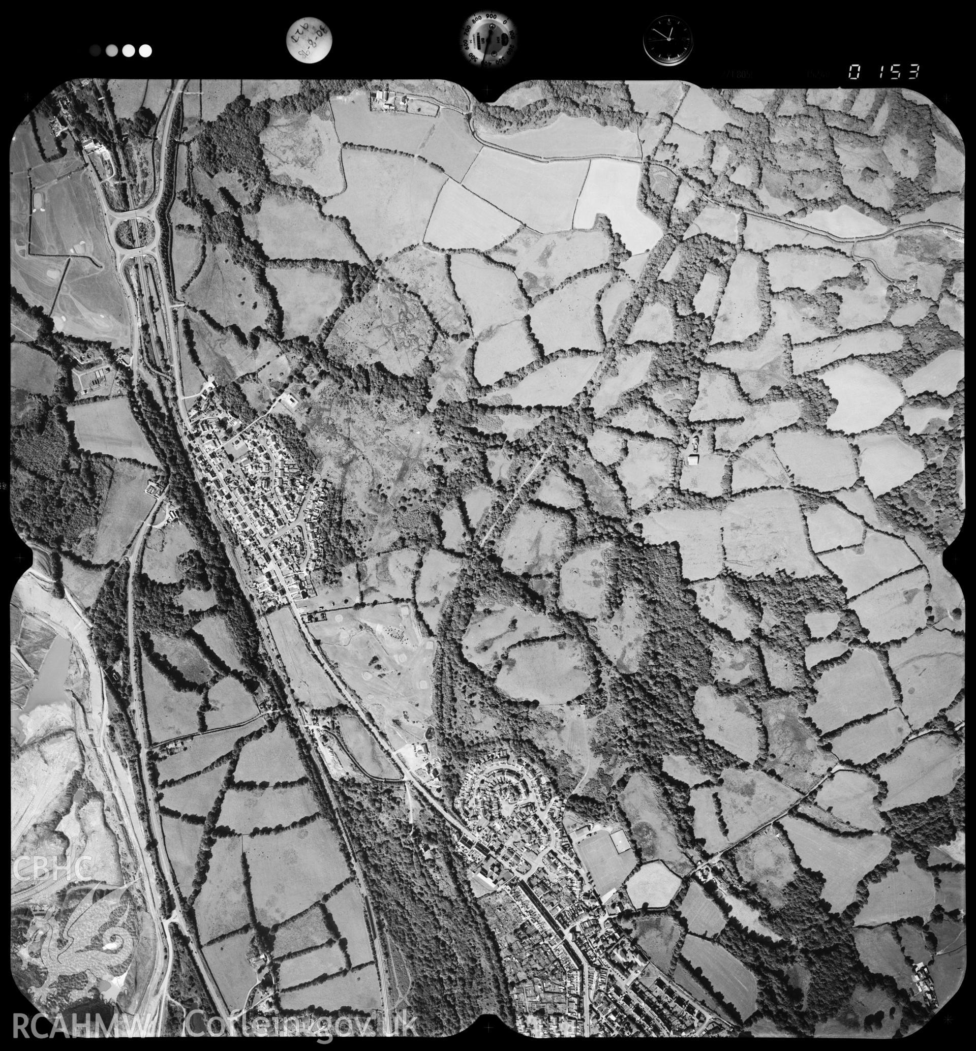 Digitized copy of an aerial photograph showing Brynna Road area of Bridgend, taken by Ordnance Survey, 1998.