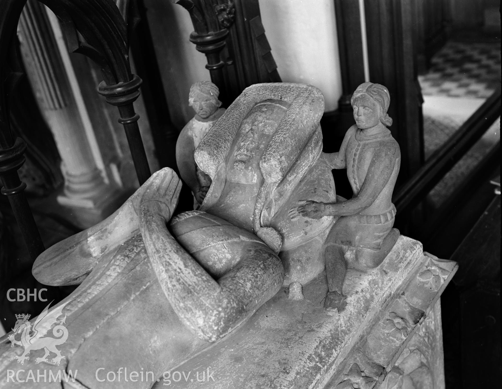 Detailed view of tomb on the south side of the chancel at Stackpole Church, Stackpole Elidyr taken in 26.08.1941.