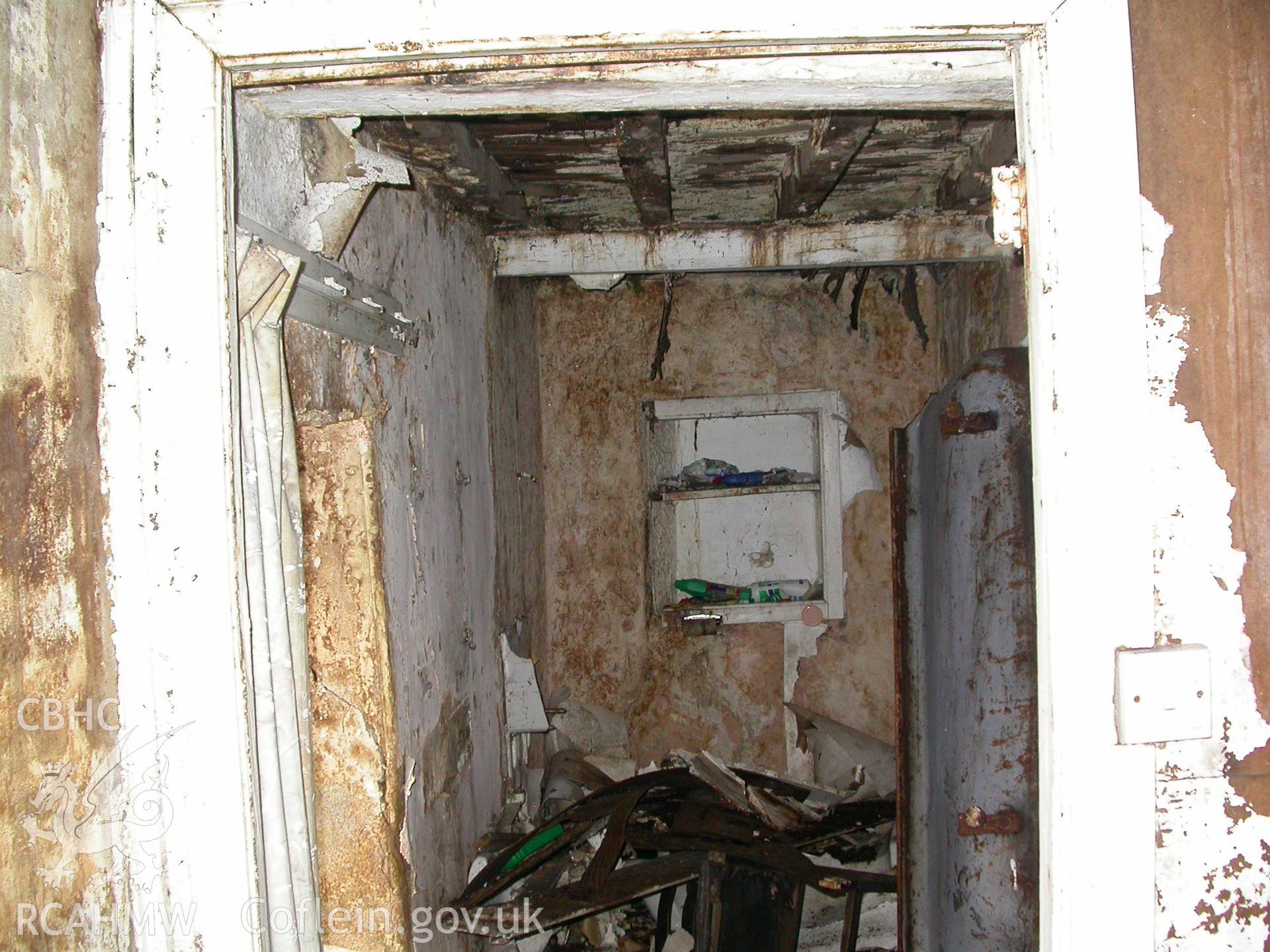 First-floor over hall looking to former window over entry (blocked).