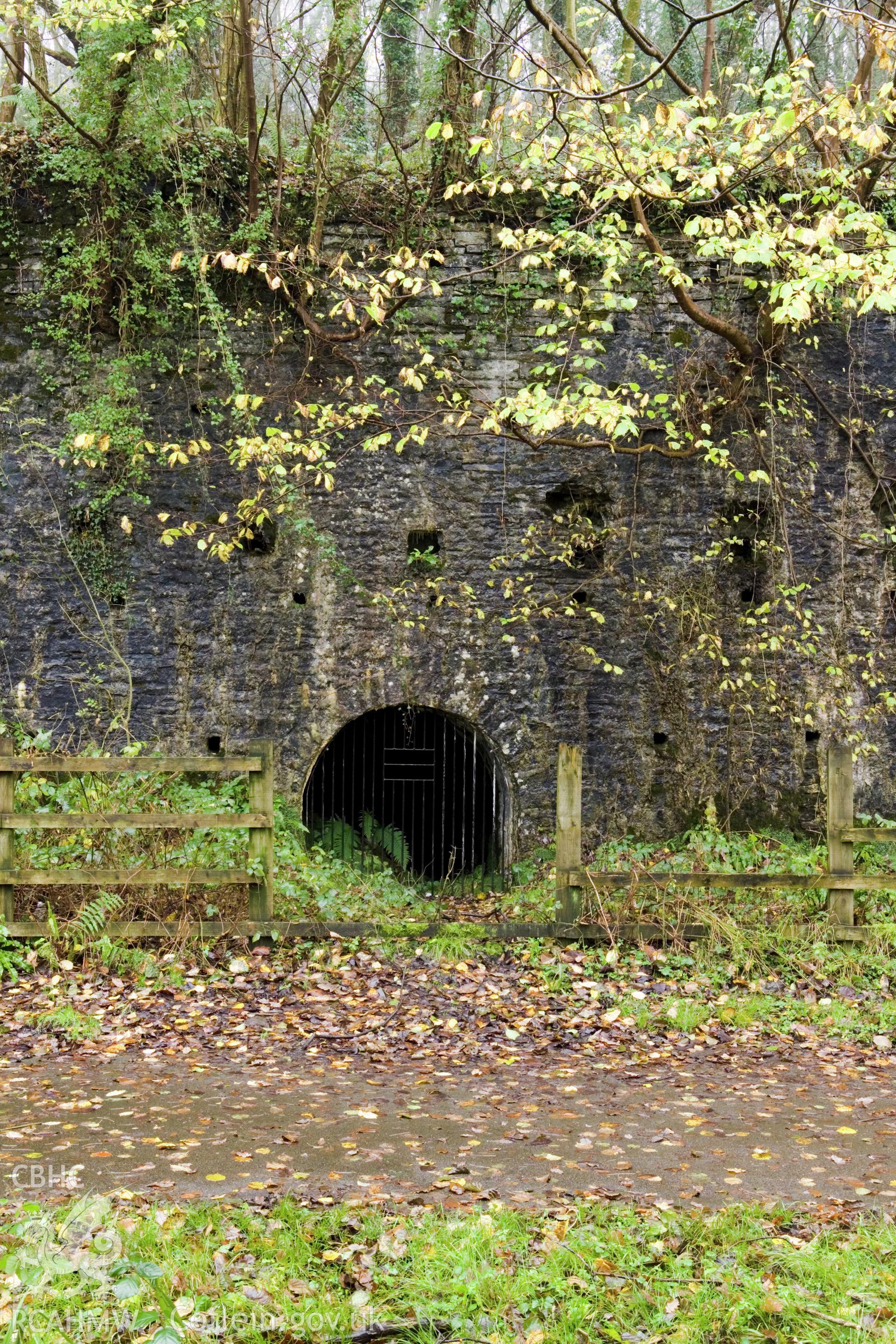 Colliery adit in retaining wall.