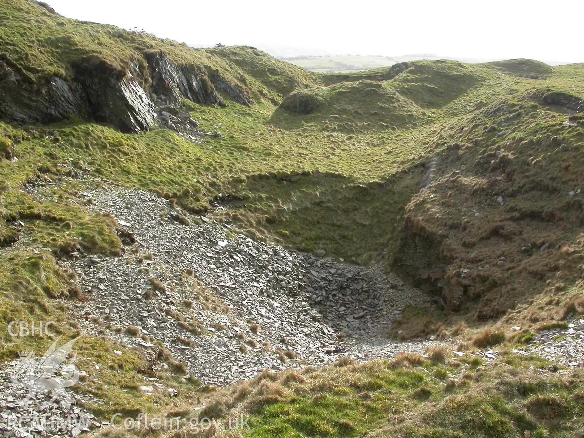 Darren Mine: Open cut adjacent to hillfort. Taken from the north.