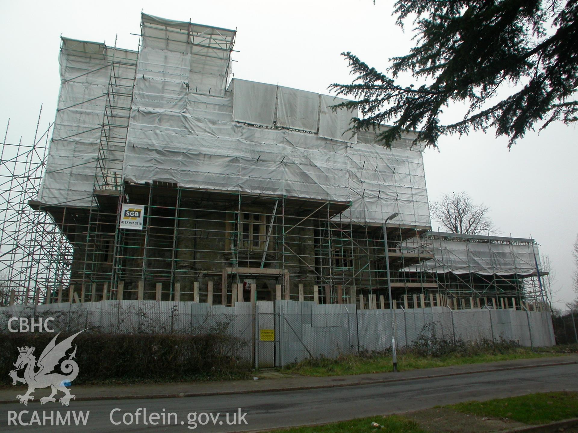 Malpas Court, front (north-east) elevation looking west.