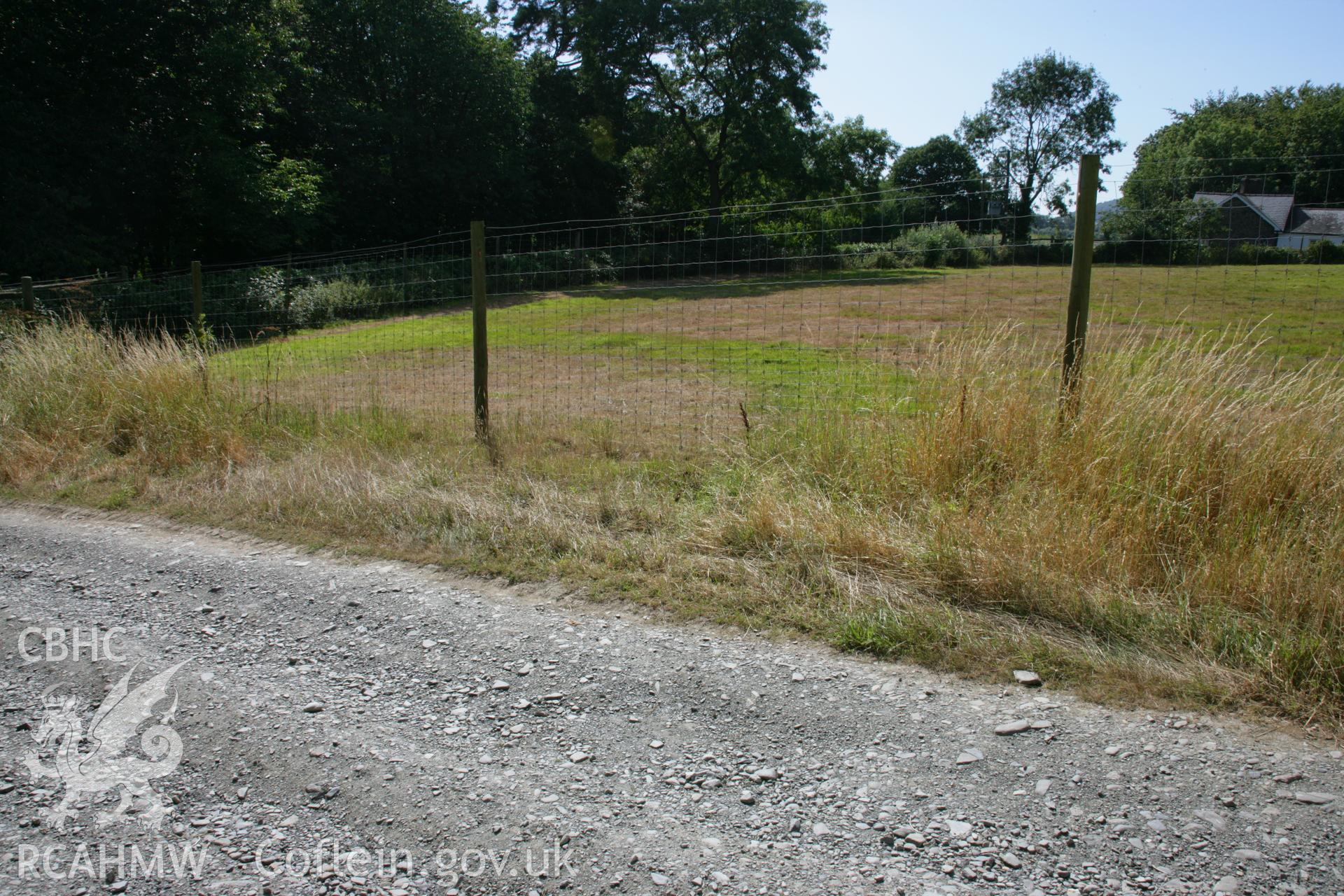 Gogerddan Park Enclosure, cropmark from ground. General view from north-east, where track crosses enclosure