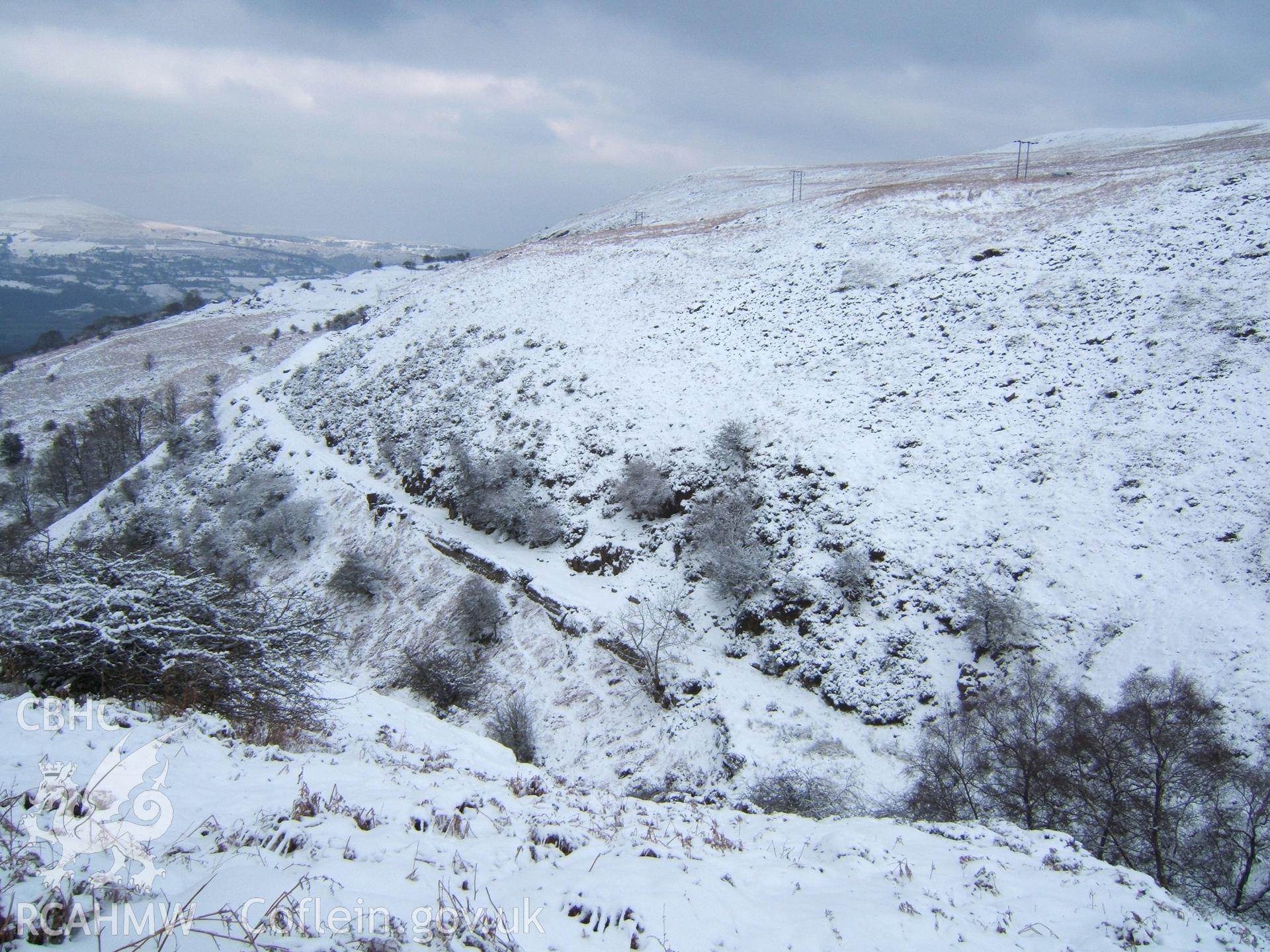 Tumble Blacksmith's Shop & Cwm Llanwenarth looking north in snow.