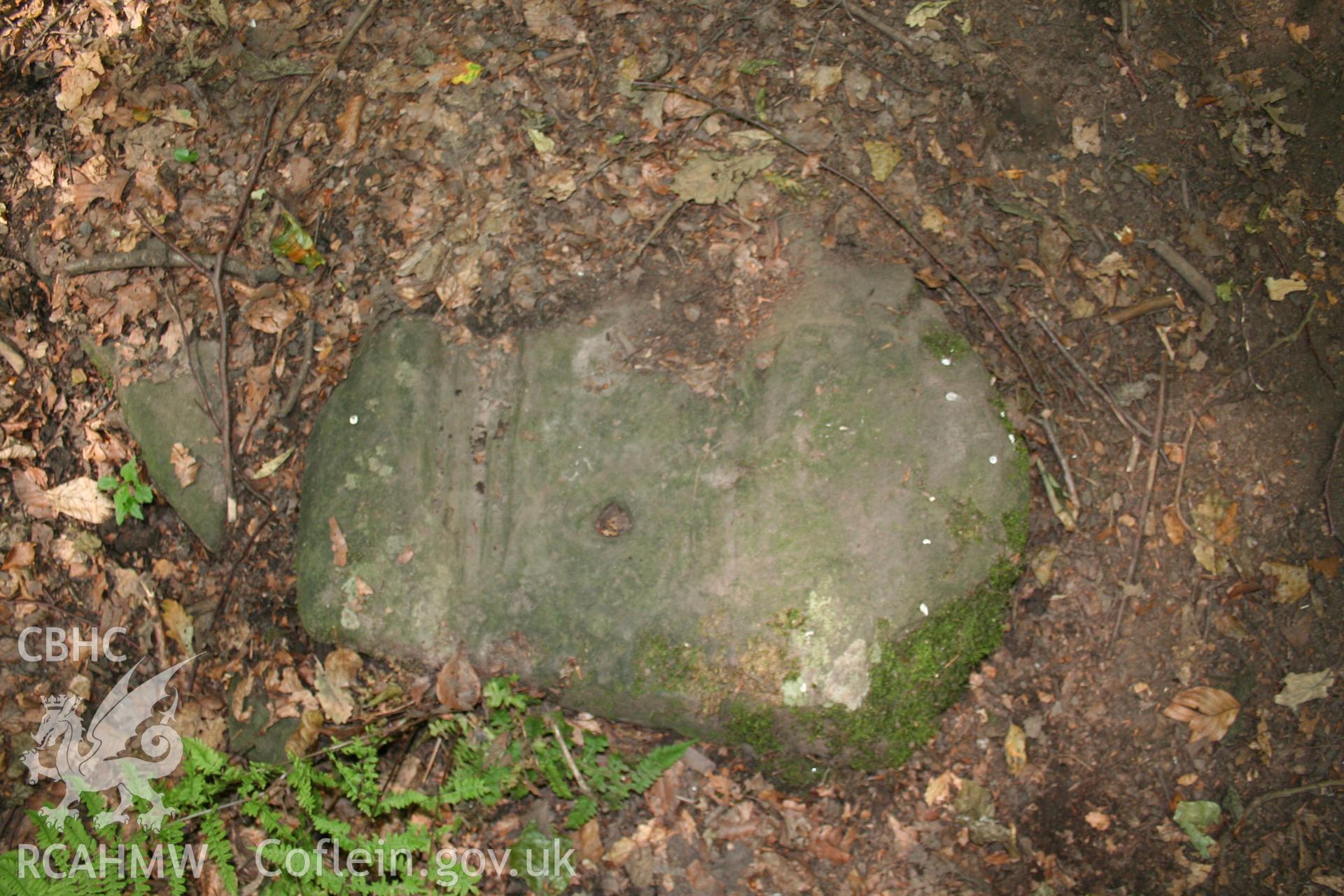 Detail of a single-holed stone block, which held the iron rails of the 2 foot gauge double track.