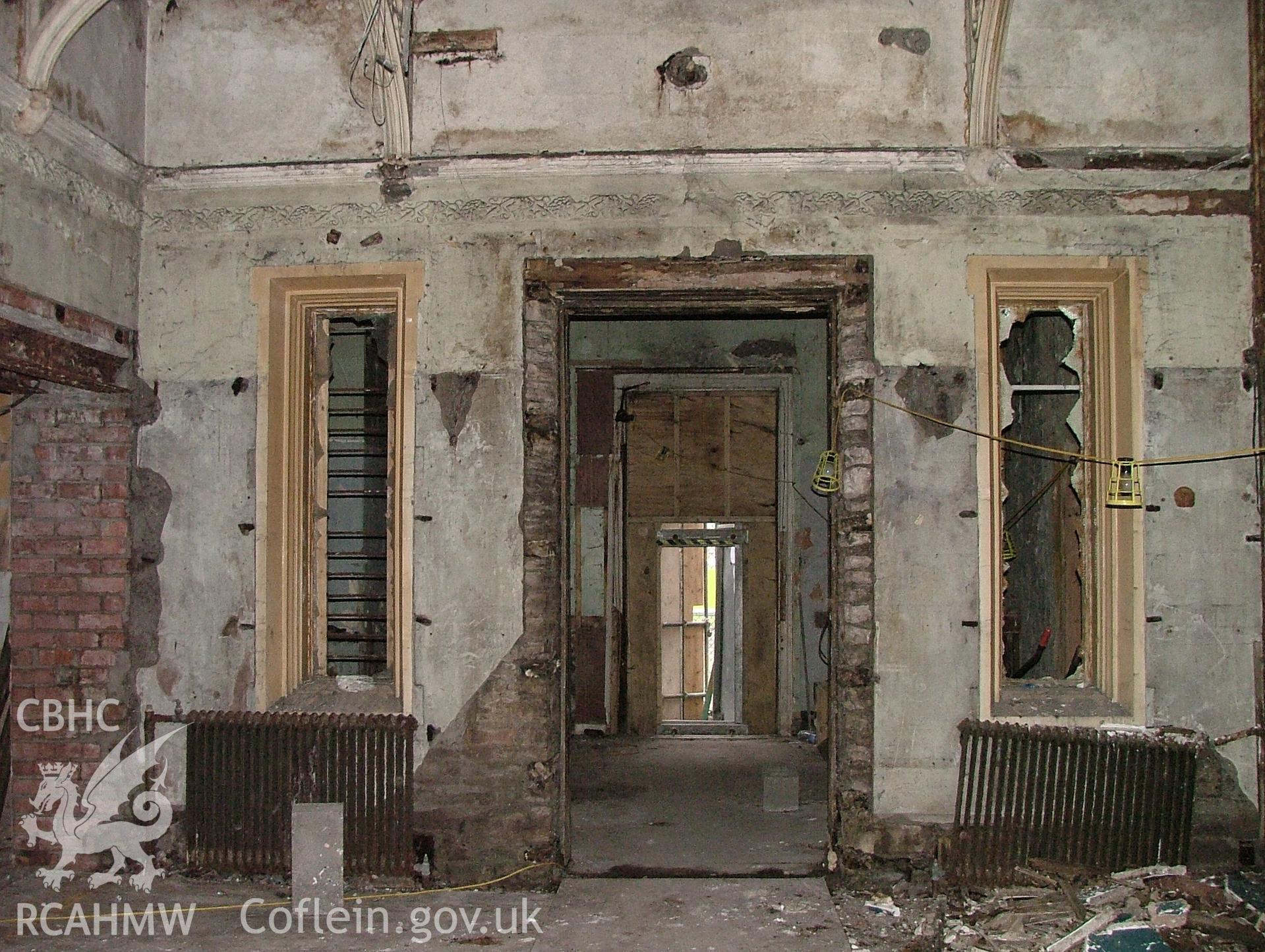 Ground floor hall of Malpas Court looking north-east.