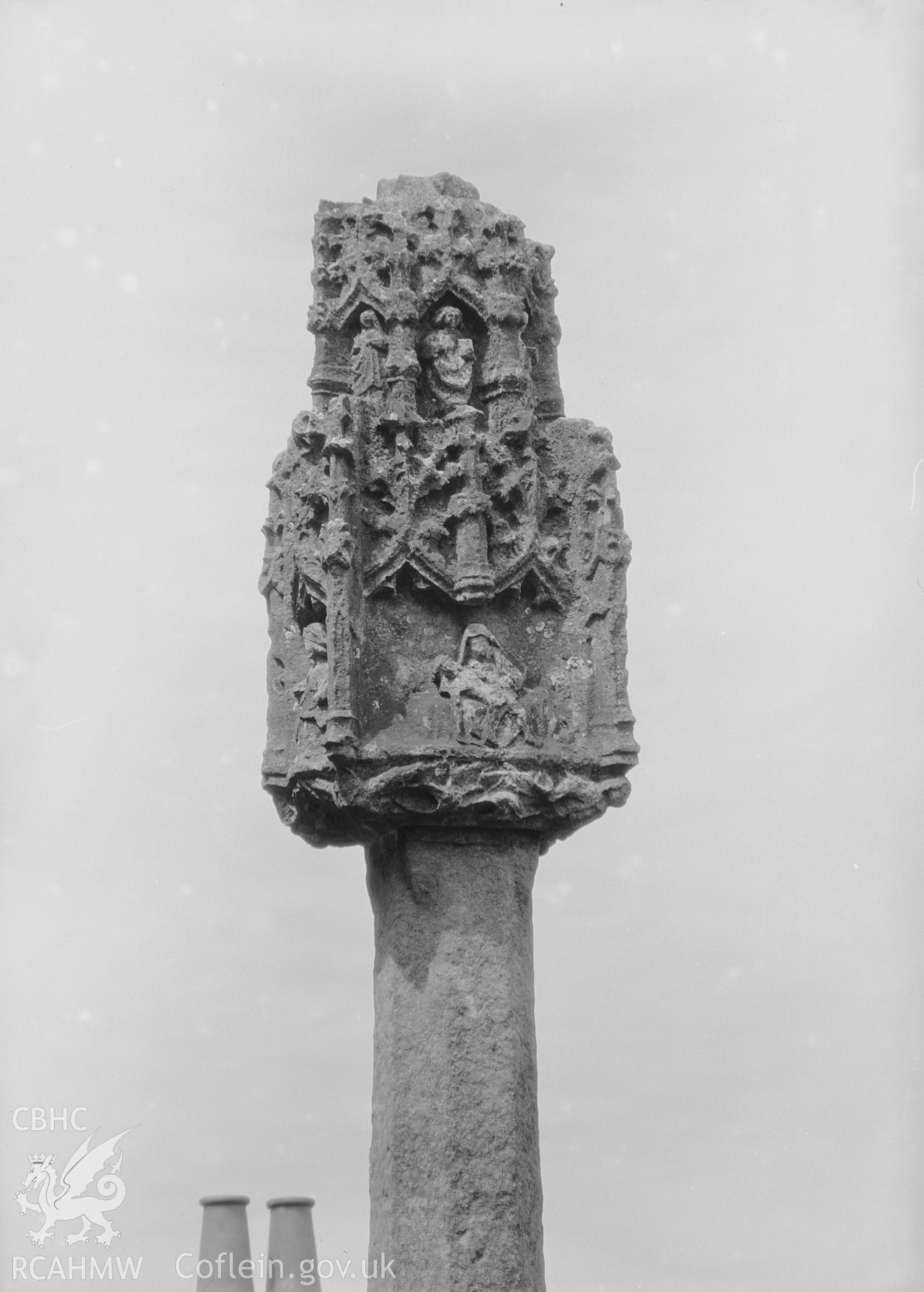 View of the east side of the head of a cross at Llangan Church, Glamorgan.