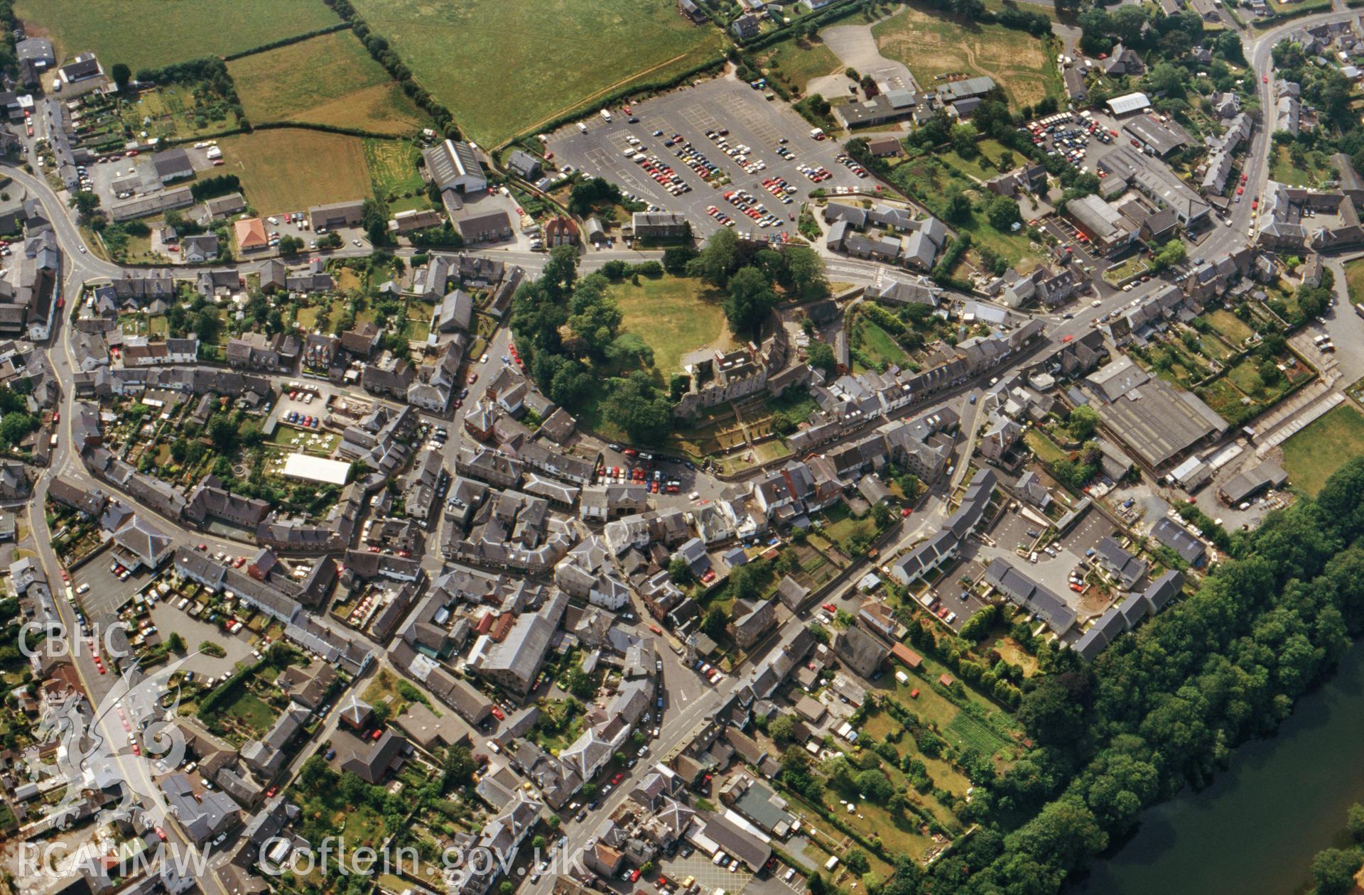 RCAHMW colour slide oblique aerial photograph of Hay Tump, Hay, taken by C.R.Musson on the 22/07/1996