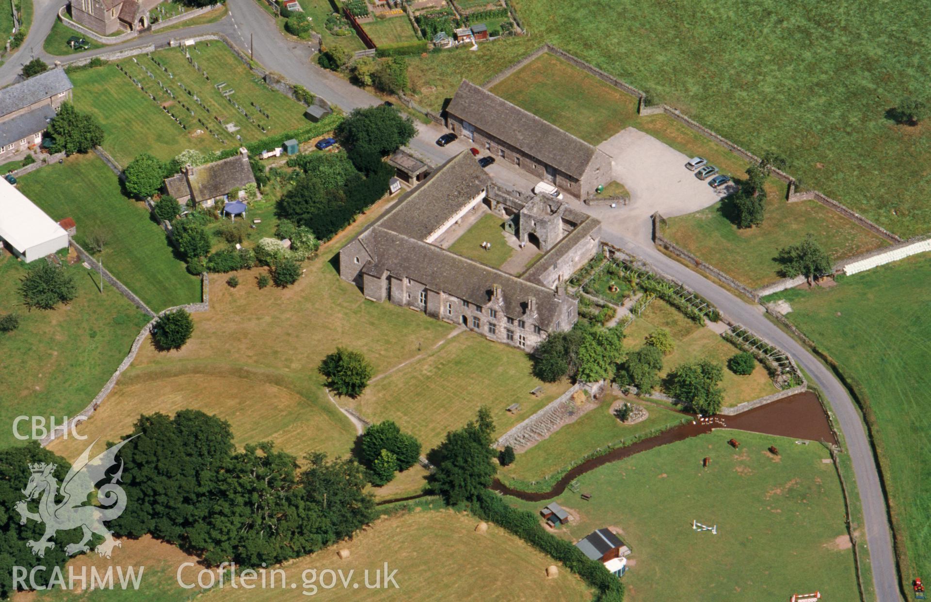 RCAHMW colour oblique aerial photograph of Tretower Court from the west. A stereo pair with 2003/cs/1866. Taken on 13 August 2003 by Toby Driver