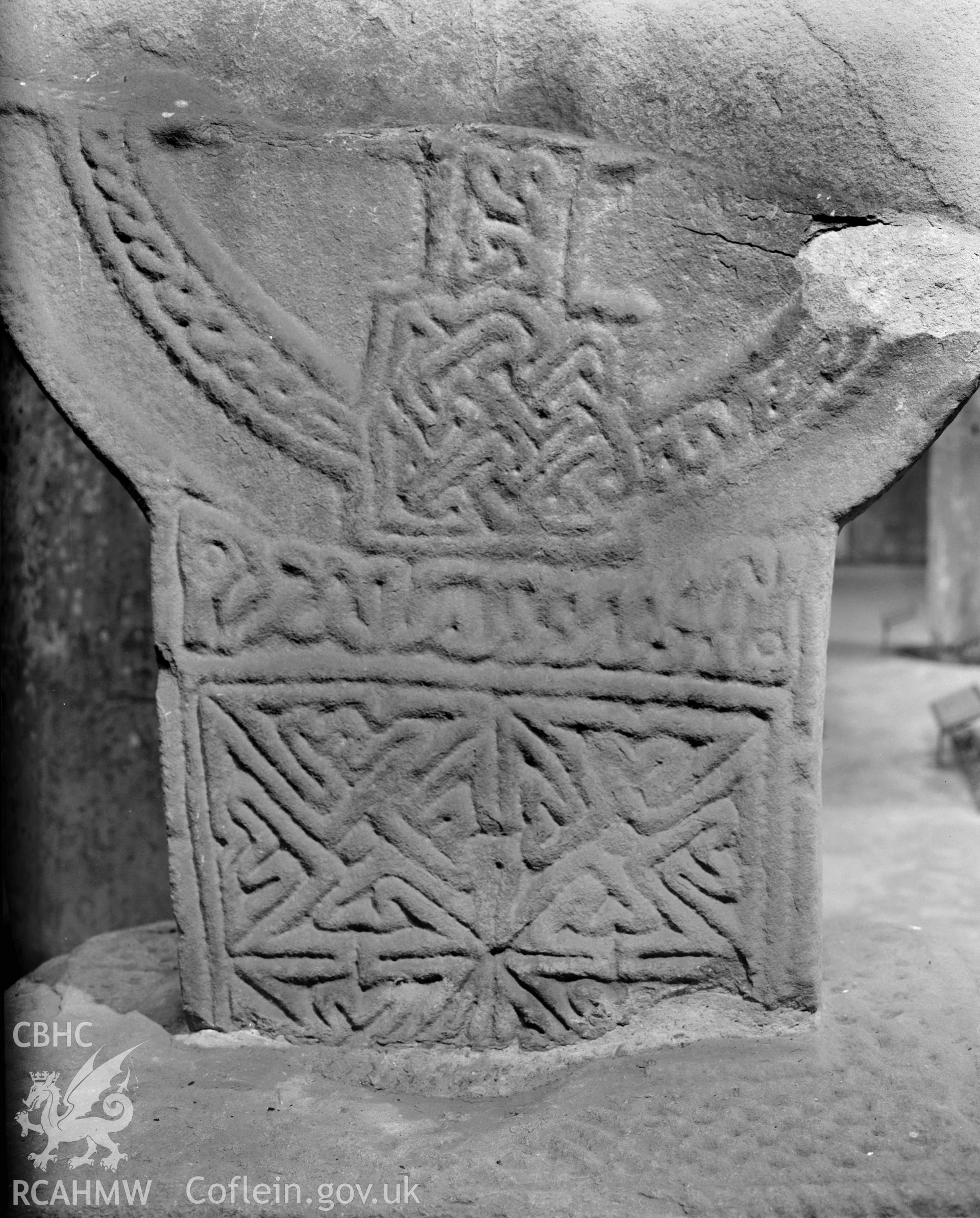 View of Conbelin Stone in Margam Stones Museum