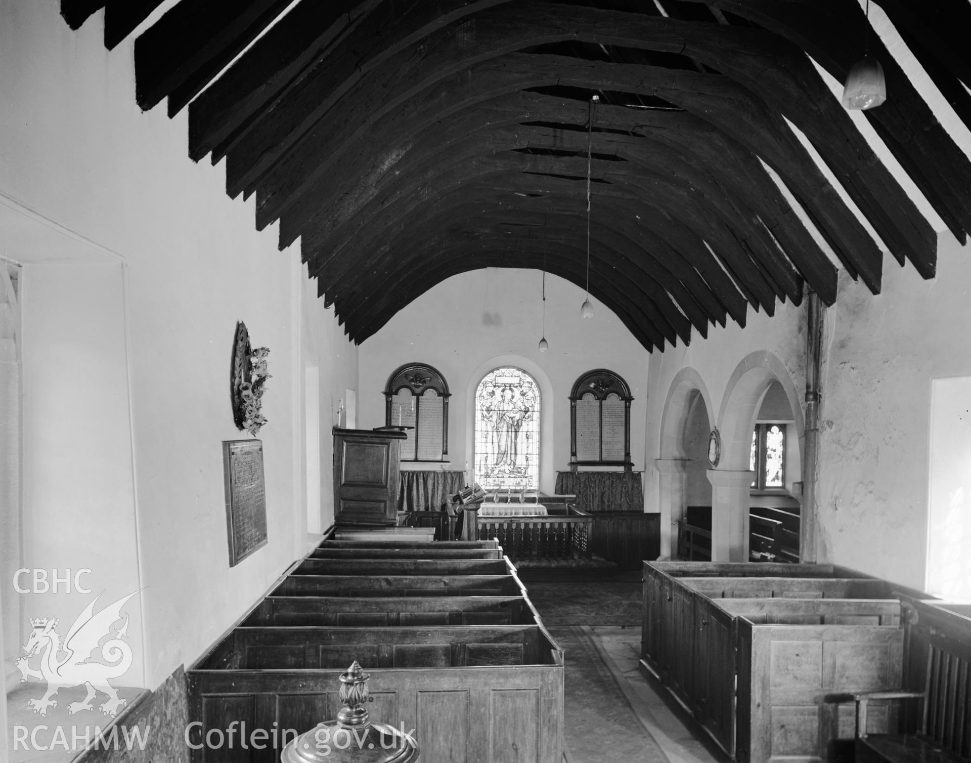 Interior view of St Peters Church, Llanbedr y Cennin, taken 08.05.48.