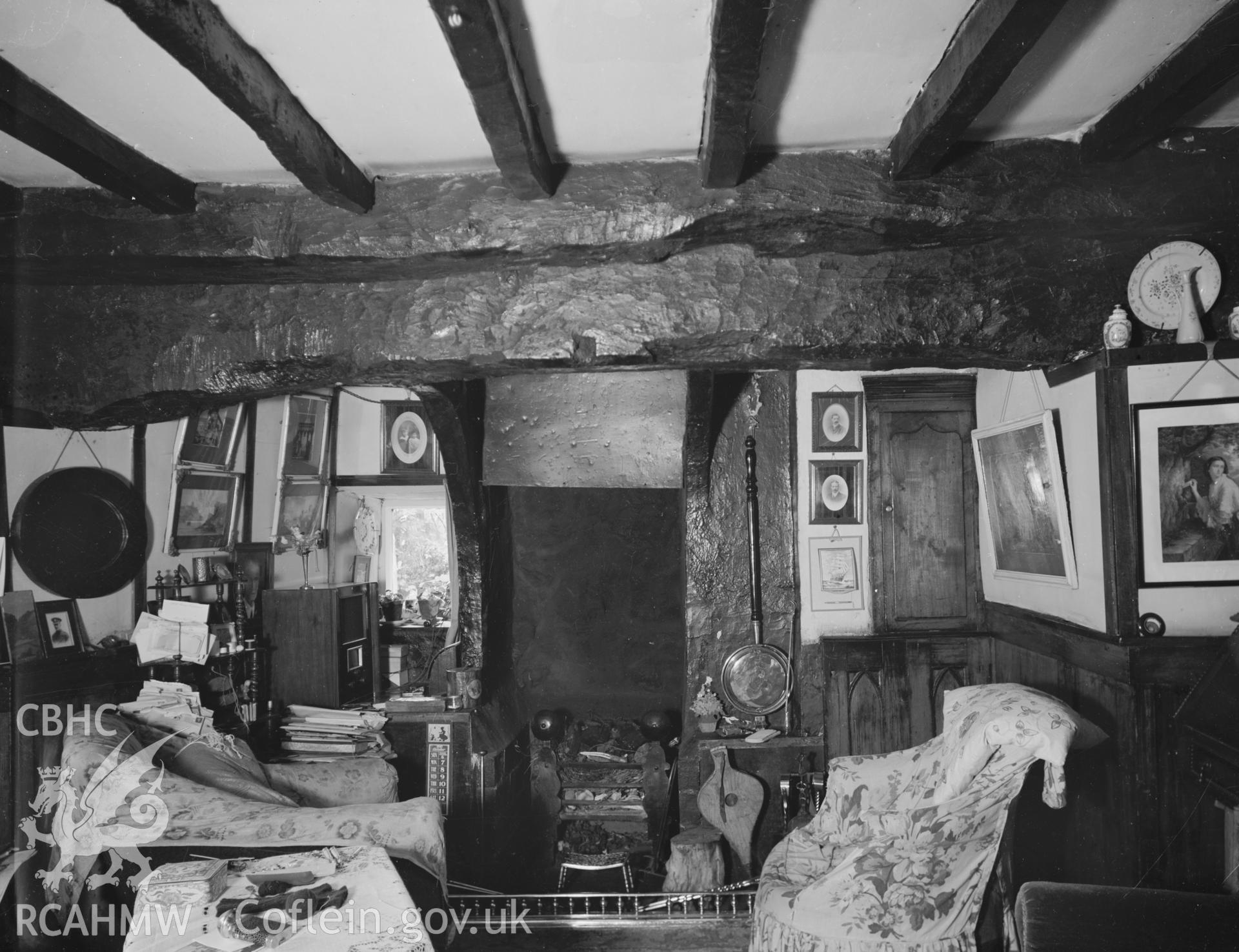 Interior view of Ffynnon-Bedr, Llanbedr y Cennin, taken 25.07.50.