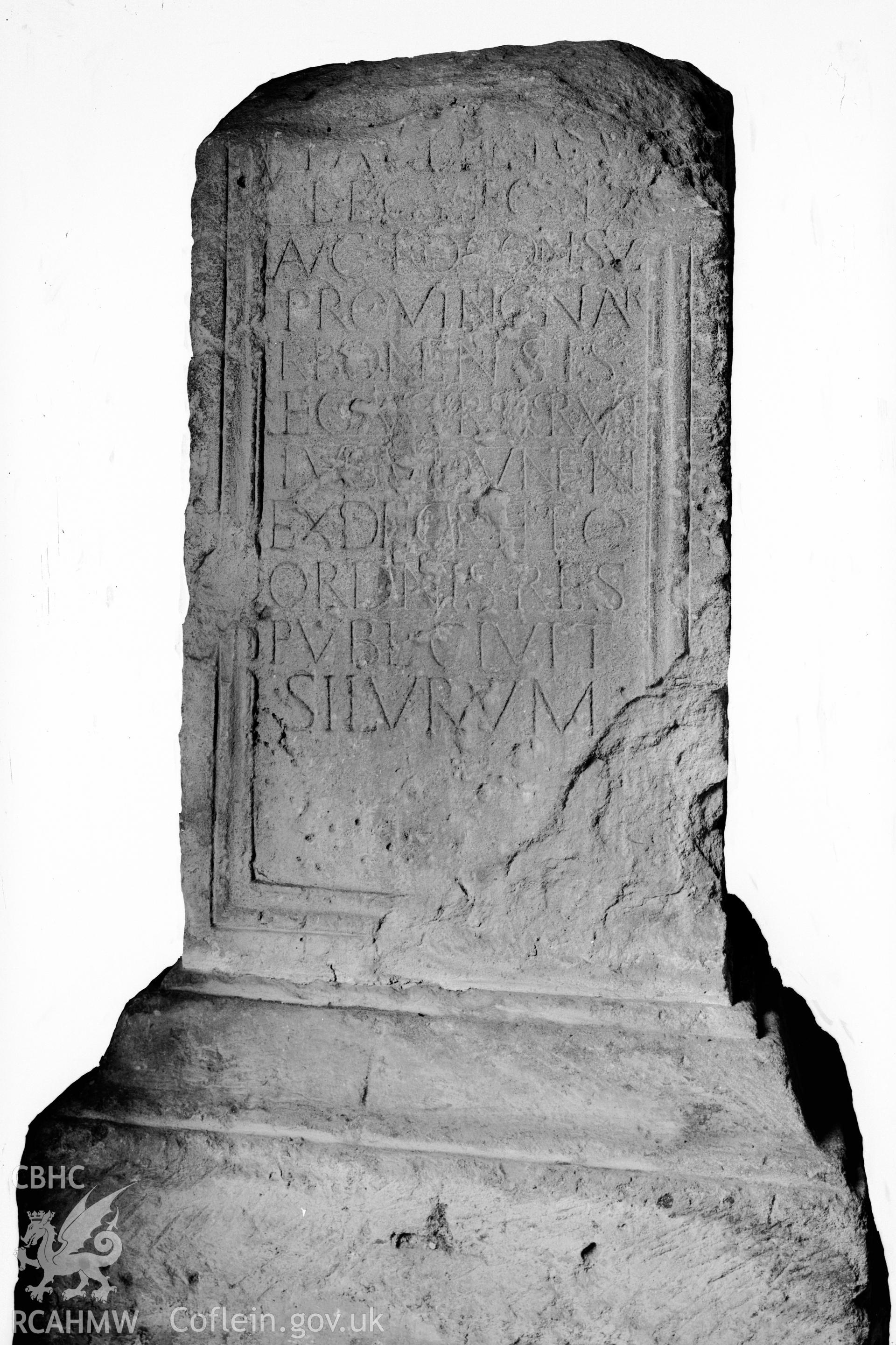 View of inscribed stone at Caerwent.