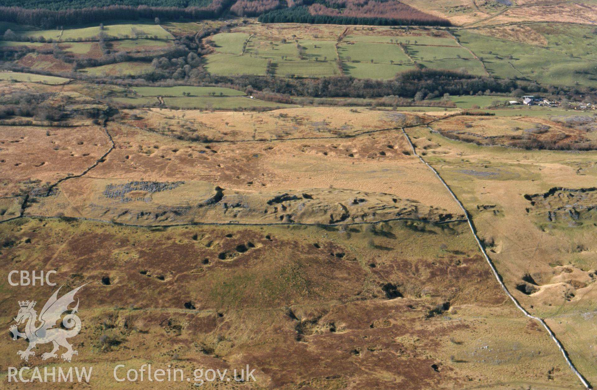 Aerial view of Gelli Nedd Hillfort, taken by T.G. Driver, 2001.