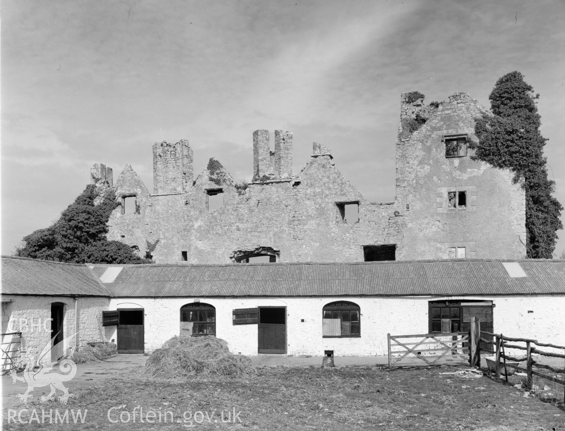 View of the rear of Boverton Place Mansion, Llanwtwit Major, taken 05.04.65.