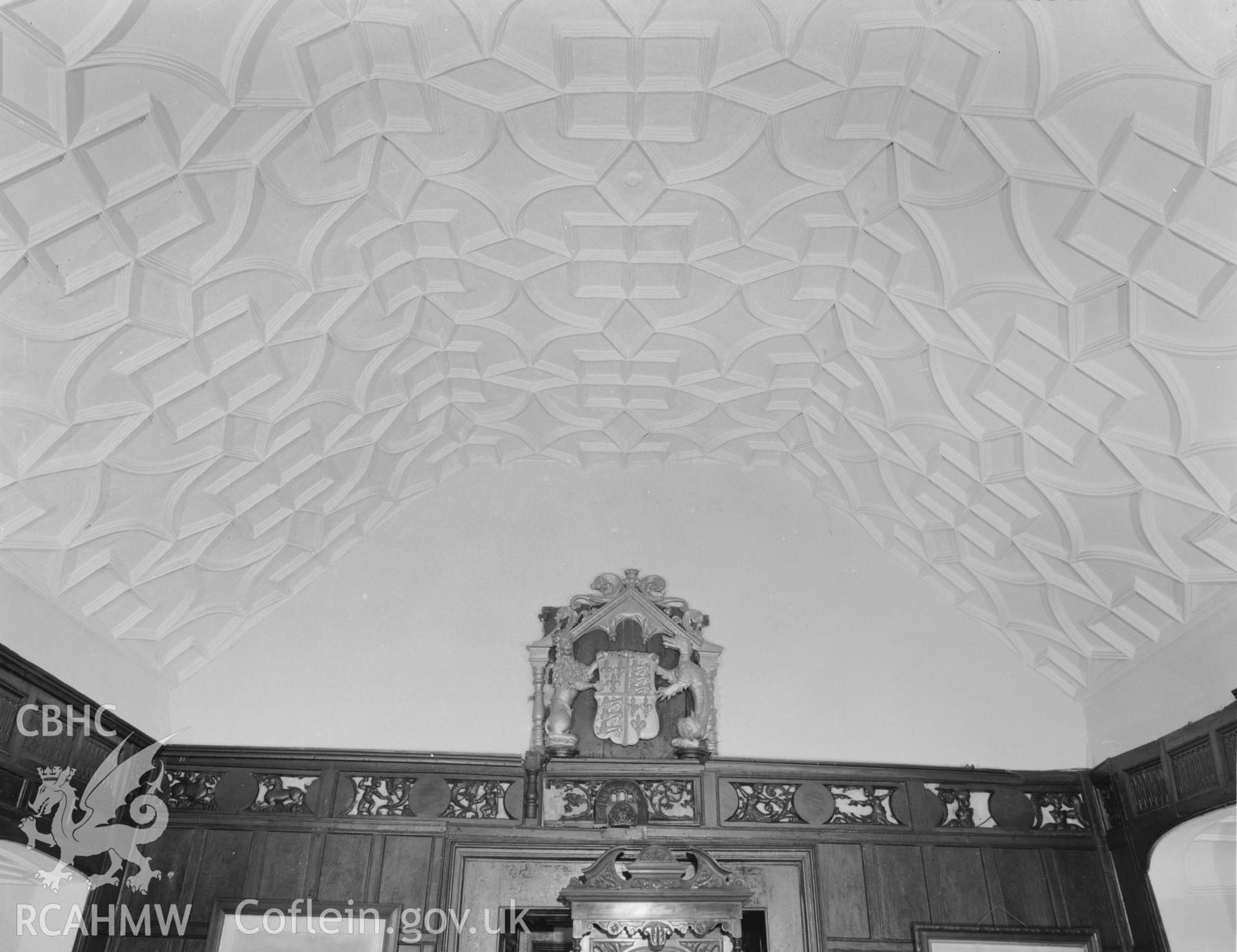 Interior view showing ornate ceiling.