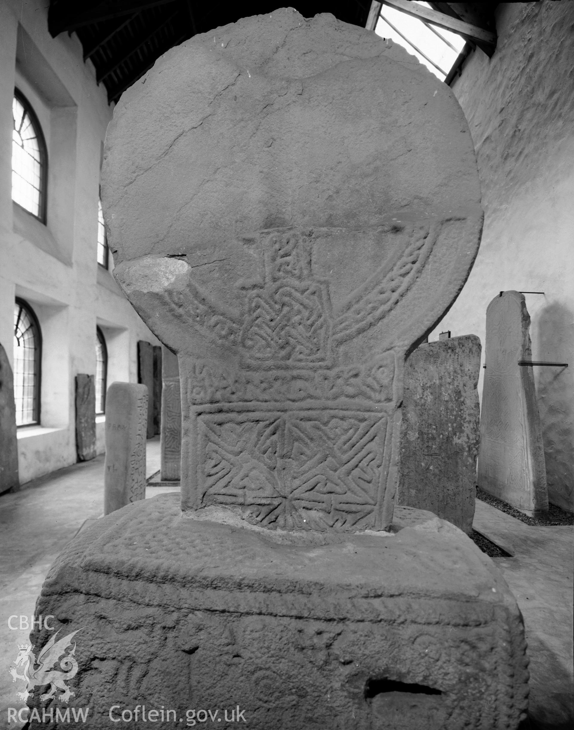 View of Conbelin Stone in Margam Stones Museum