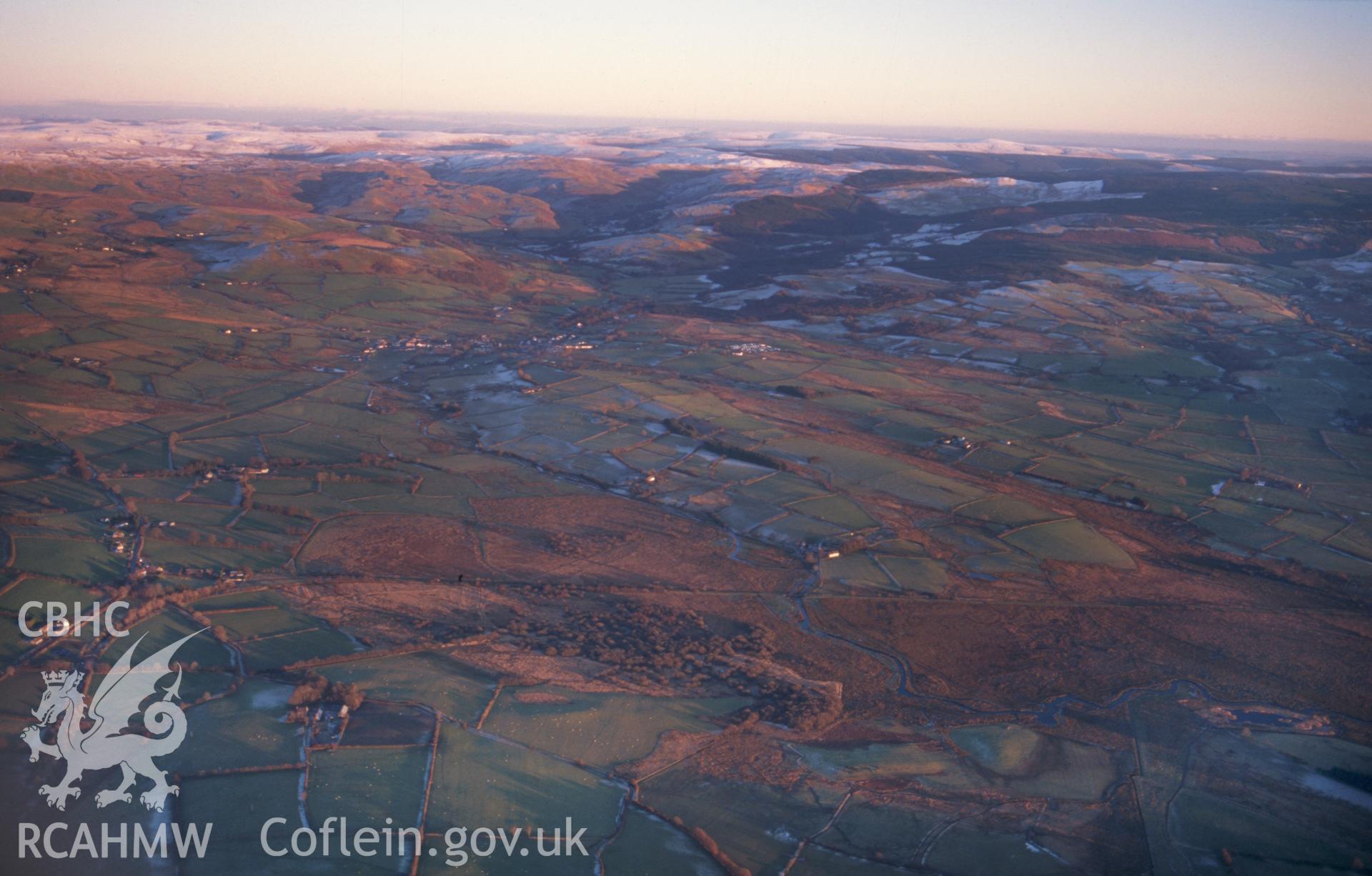 RCAHMW colour slide oblique aerial photograph of Pontrhydfendigaid, taken on 11/01/1999 by Toby Driver