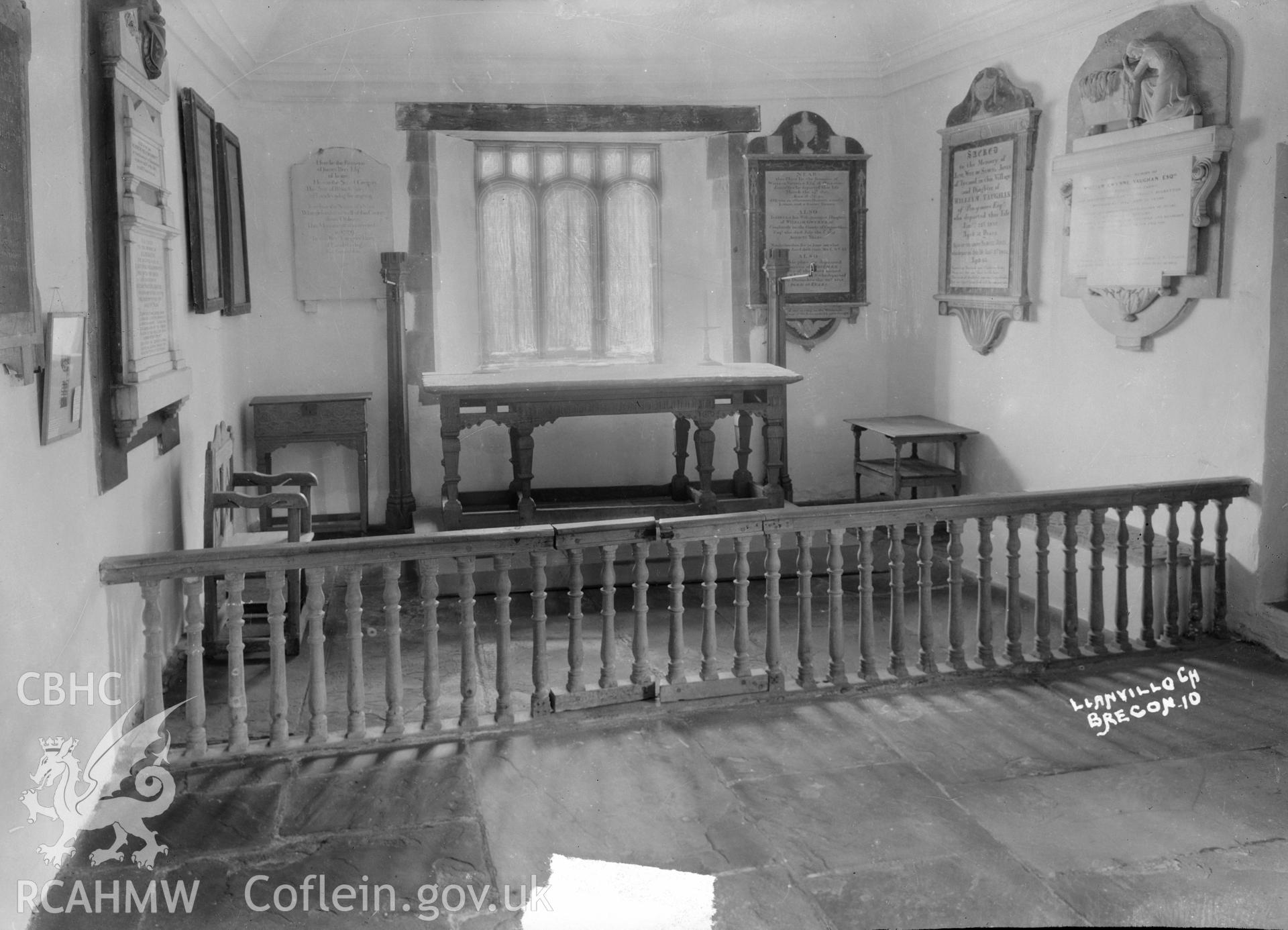 Interior view of St Llanfilo Church, Brecon. taken by W A Call circa 1920.