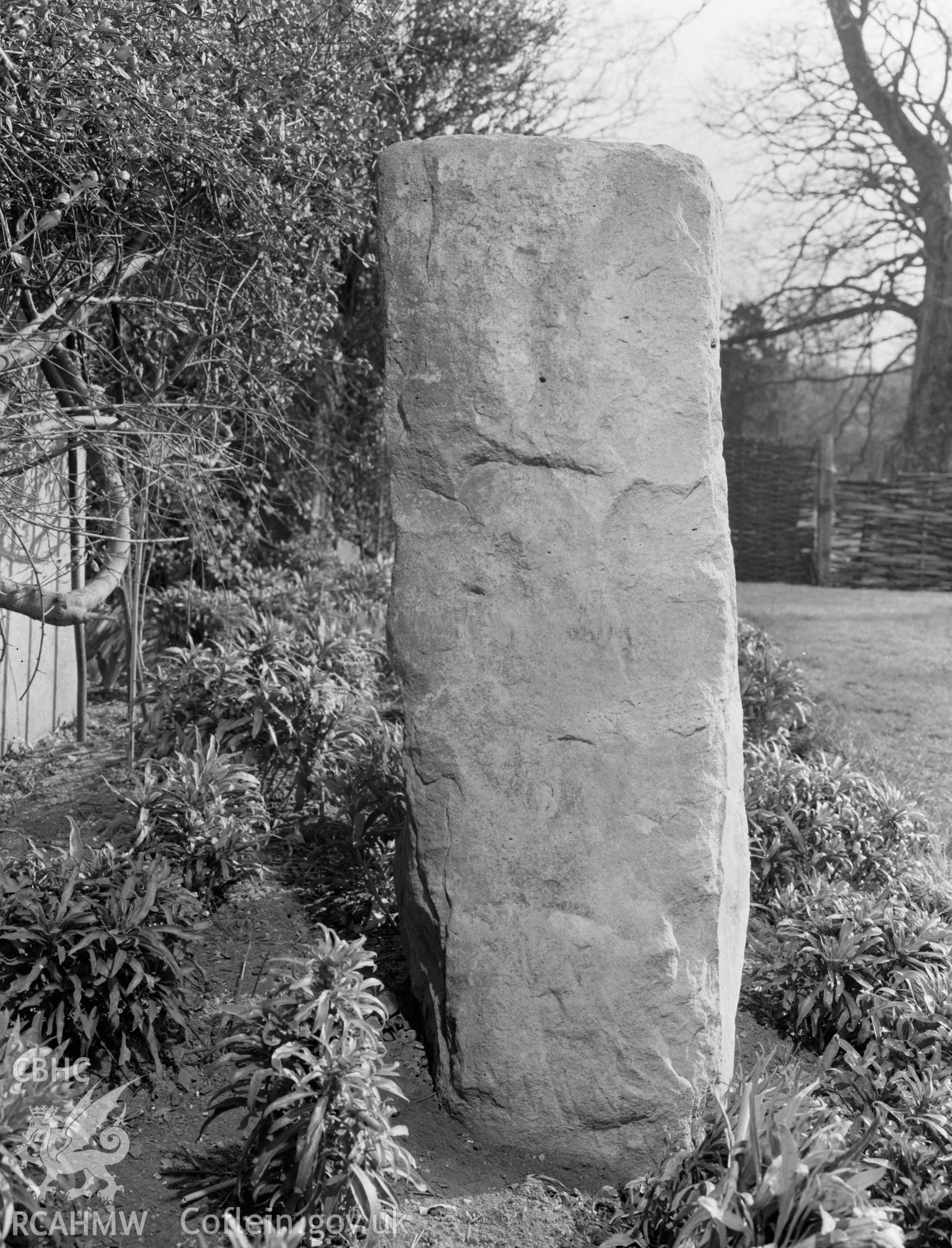 View of Standing Stone at Nottage Court, Newton Nottage taken 26.03.65.