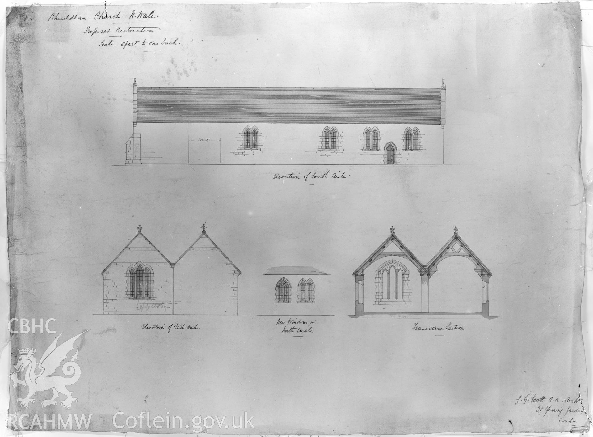 Photographic copy of a measured drawing by G.G. Scott