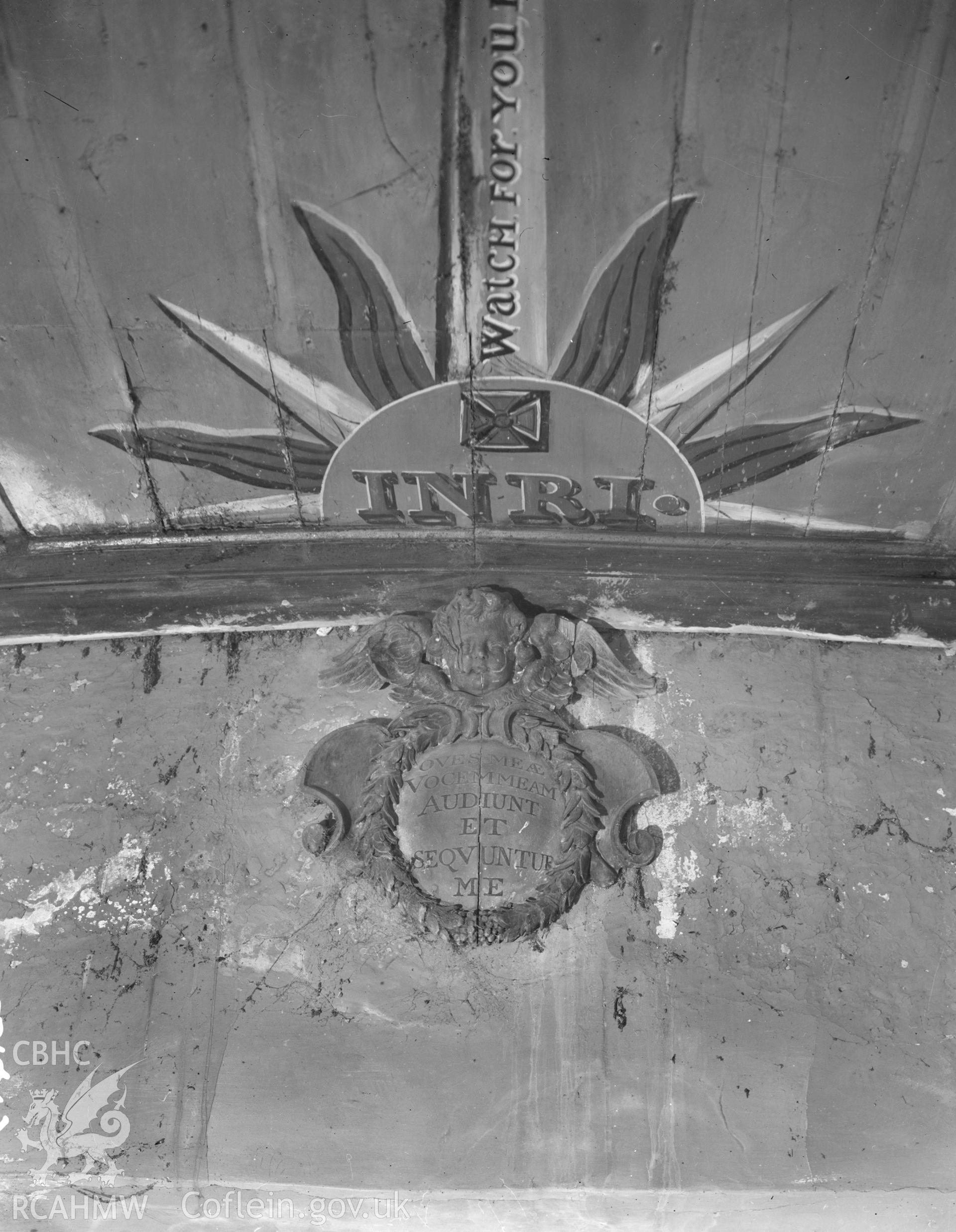 Interior view showing decorated ceiling,