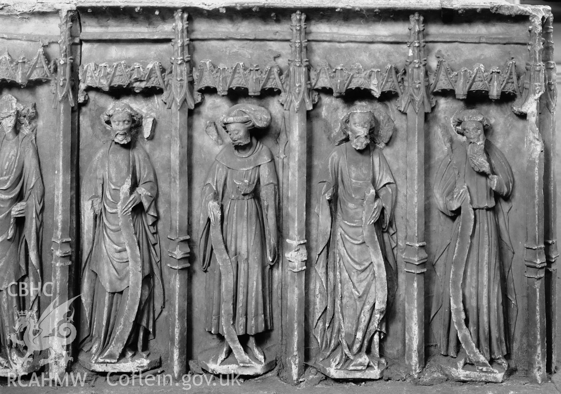 View showing tomb at St Mary's  Priory, Abergavenny.