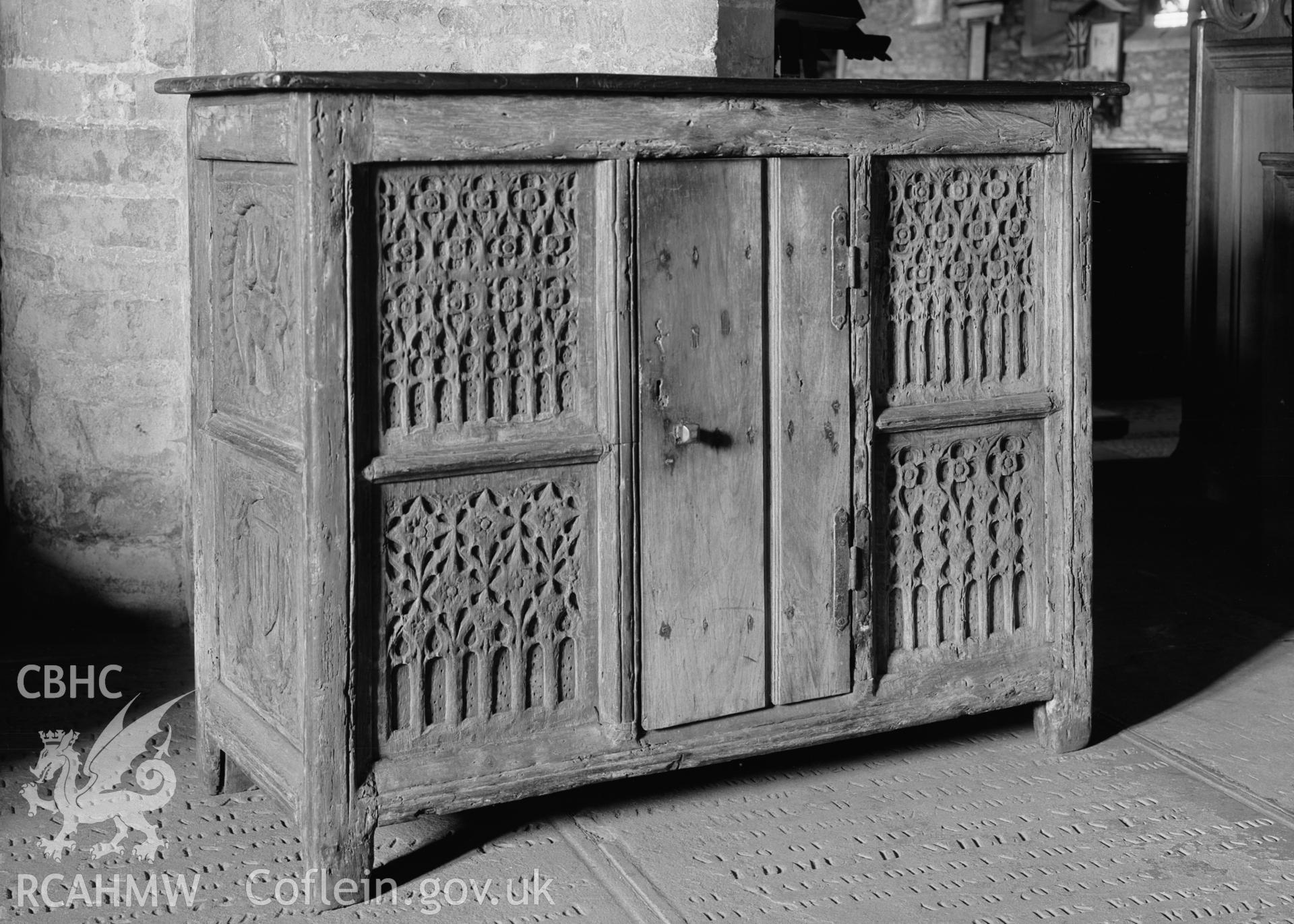 Front of wooden chest