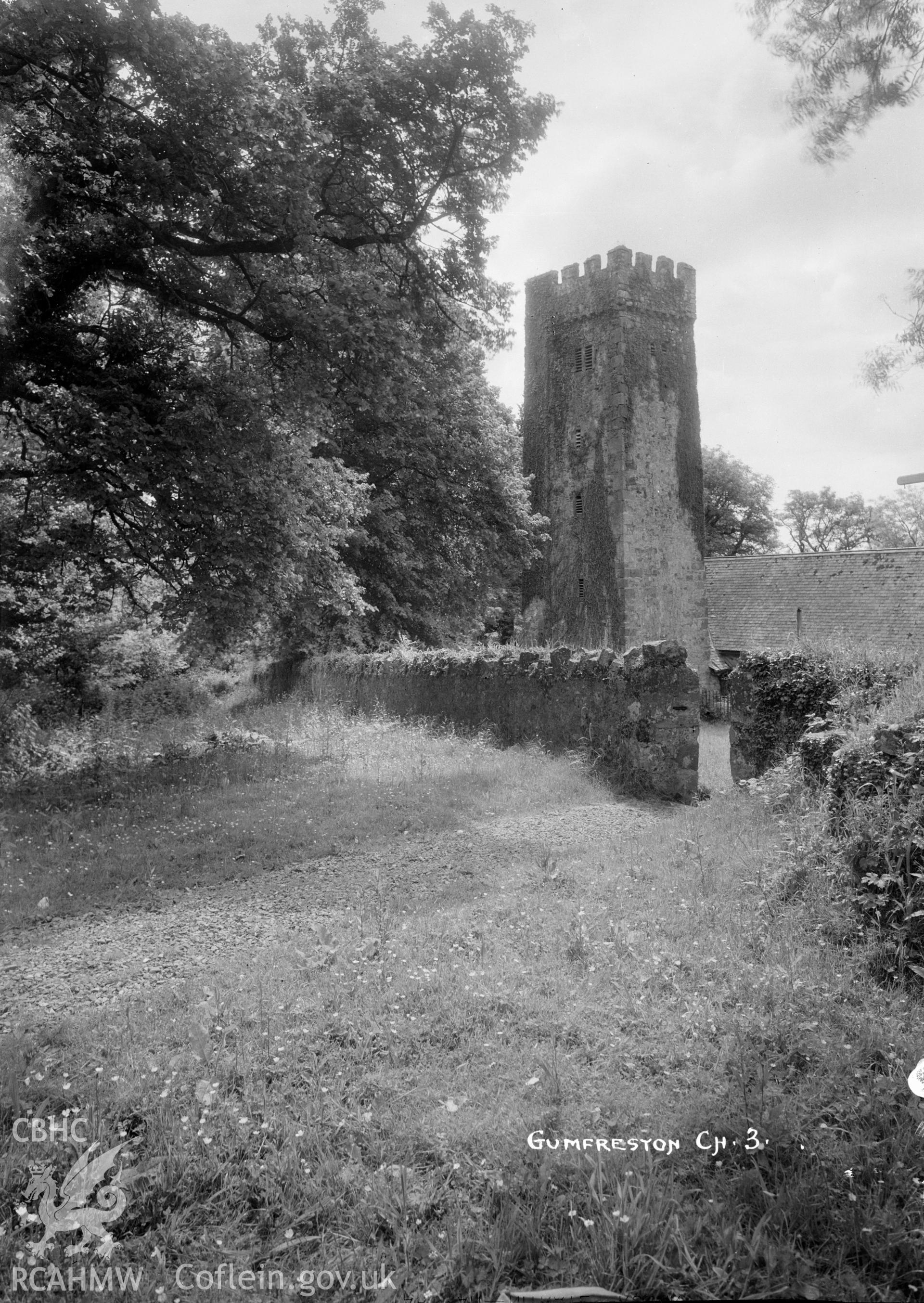 Exterior view of Gumfreston Church, Pembs W A Call, taken1931.