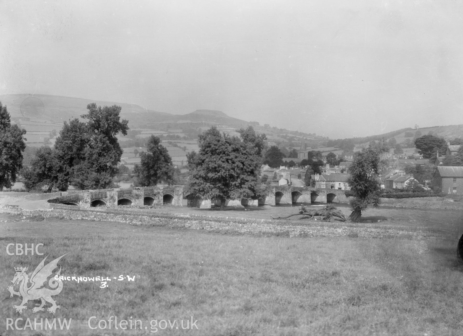 View of Crickhowell Bridge from the southwest,  taken by W A Call circa 1920.