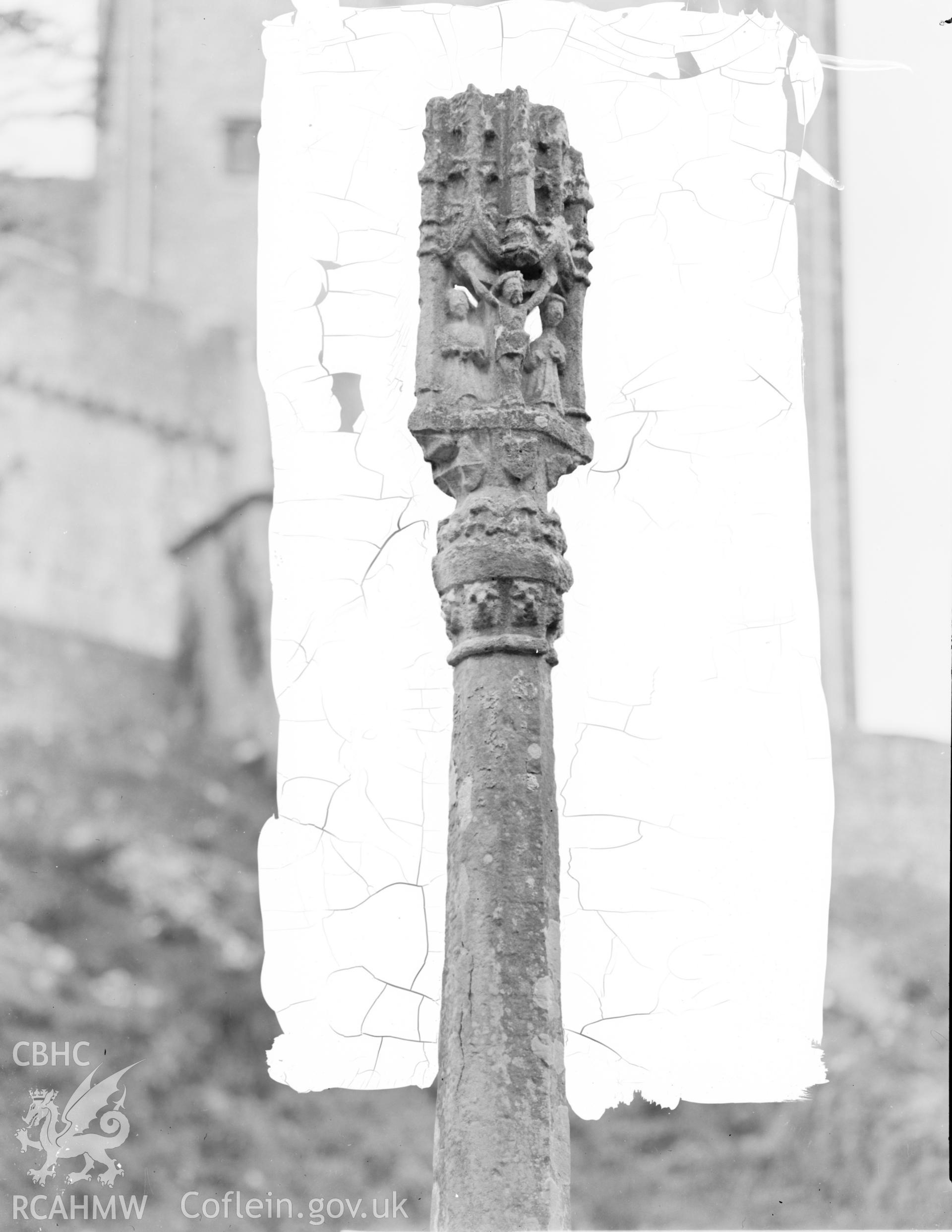 View of Crucifixion monument in the graveyard at St Donat's Church taken 06.04.65.