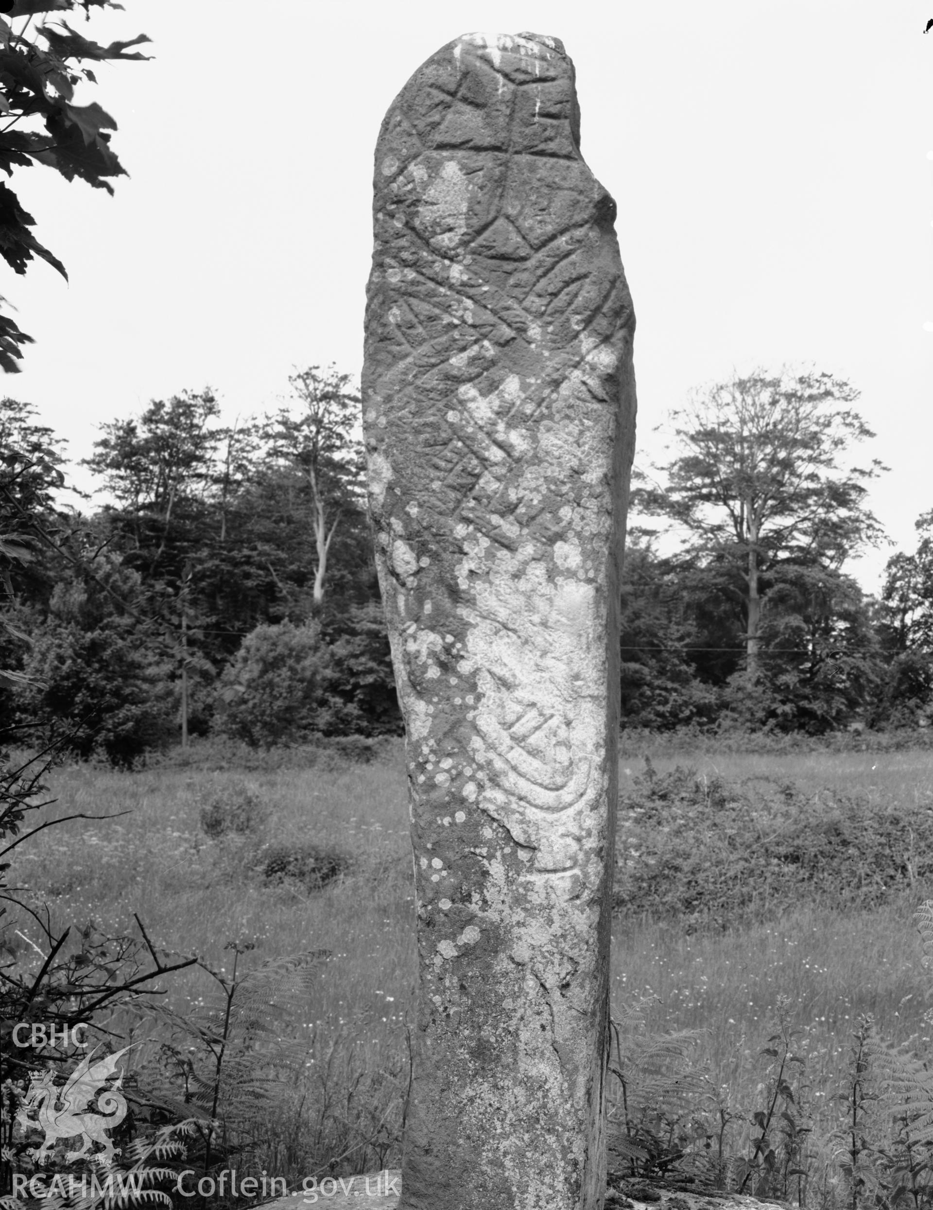 View showing the east face of inscribed stone.