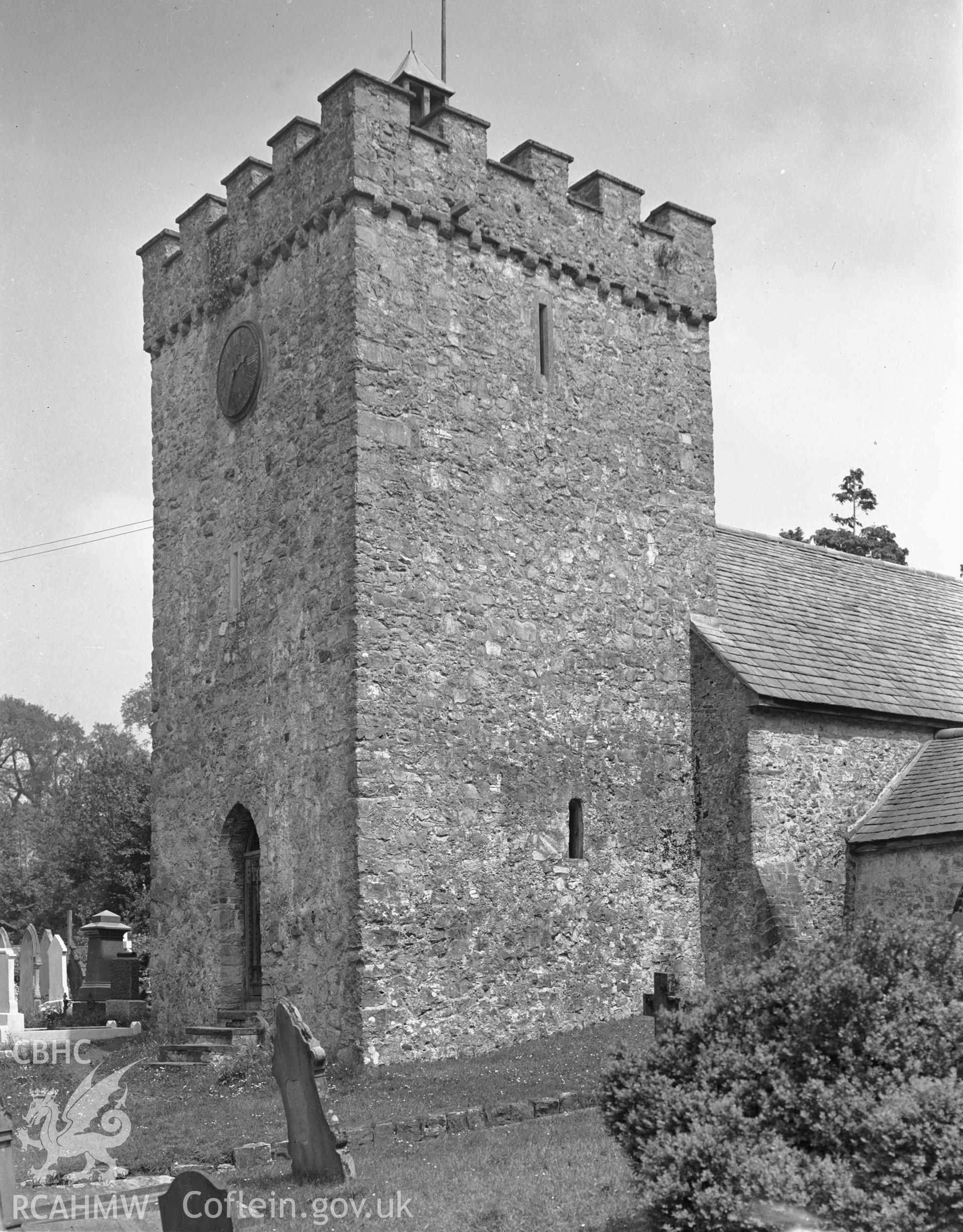 Exterior view of Bishopston Church, Gower from the southwest, taken 10.06.1941.