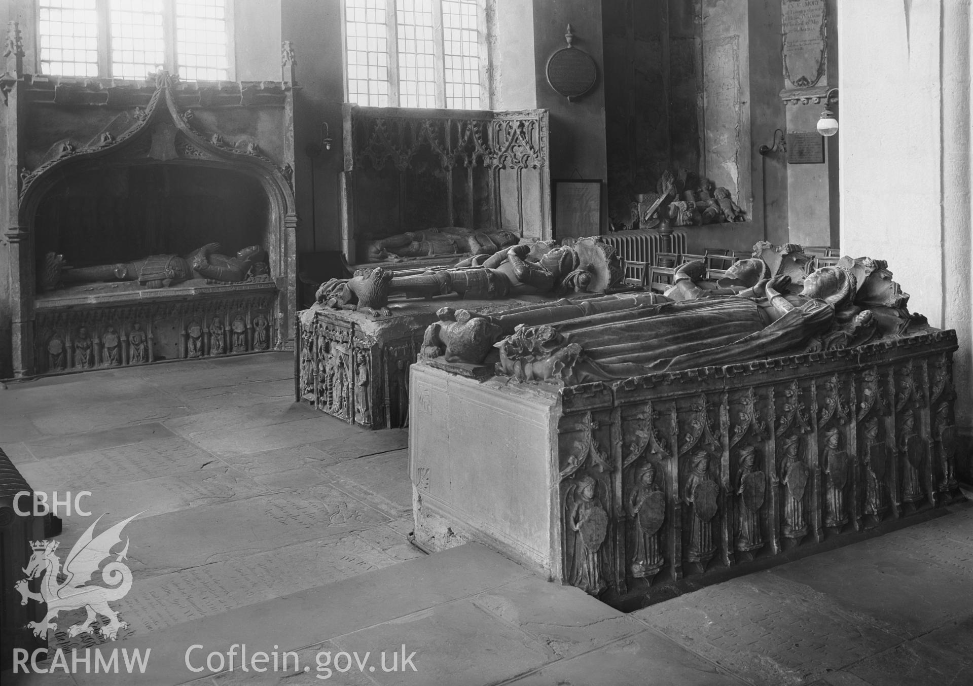 View showing the Herbert Chapel at St Mary's  Priory, Abergavenny.