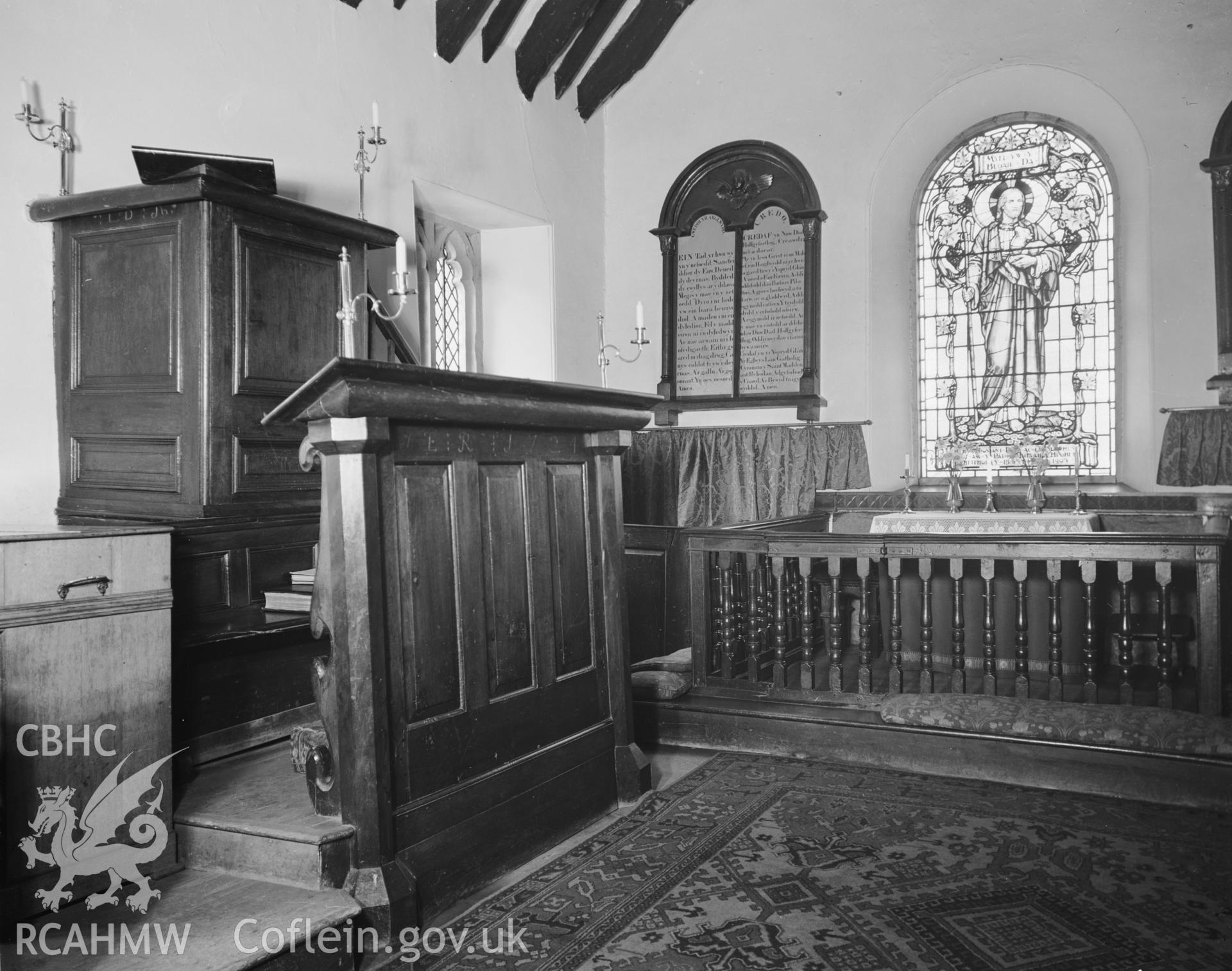 Interior view of St Peters Church, Llanbedr y Cennin, taken 08.05.48.