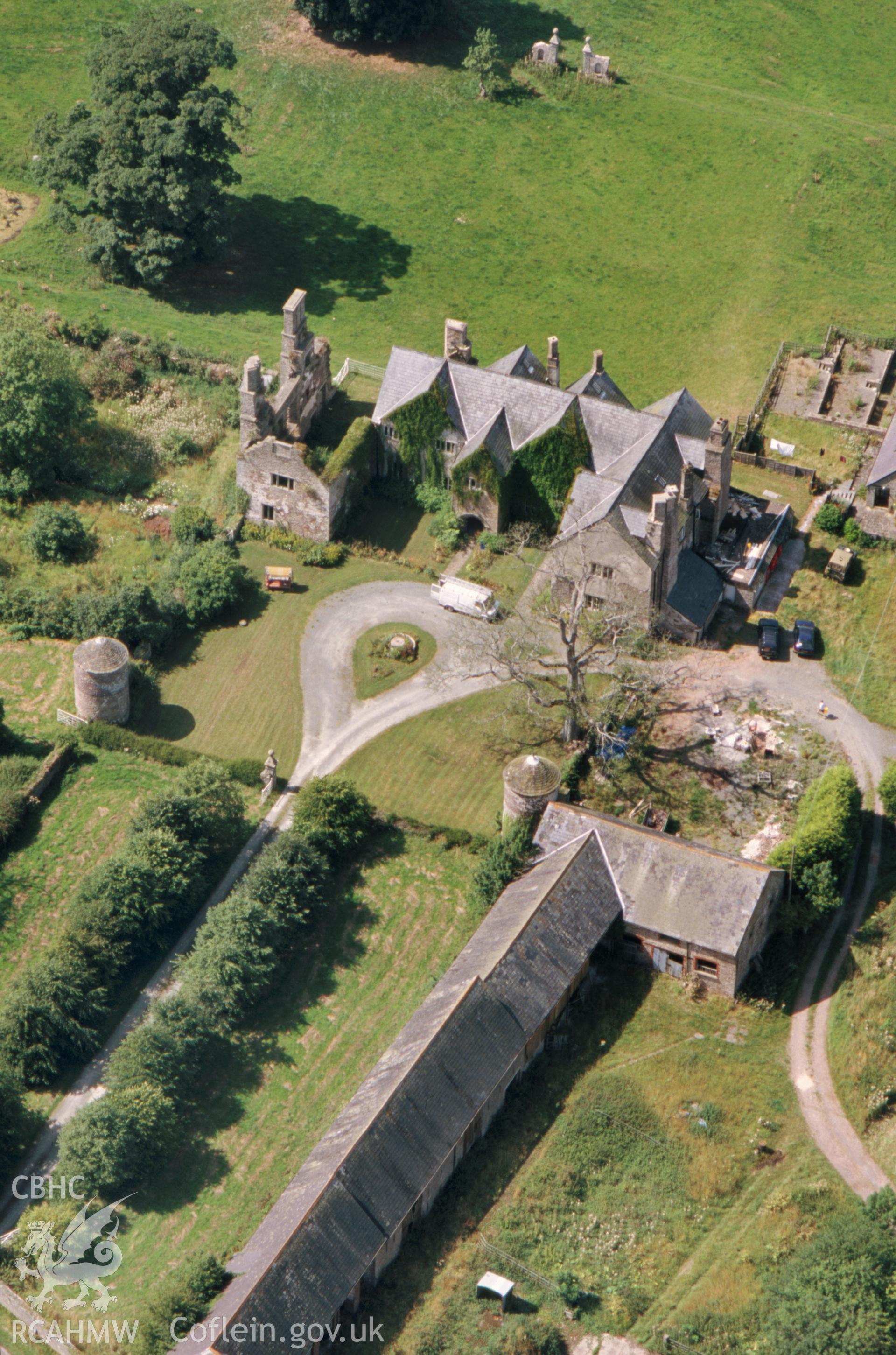 RCAHMW colour oblique aerial photograph of Old Gwernyfed Mansion from the south-east. Taken on 13 August 2003 by Toby Driver