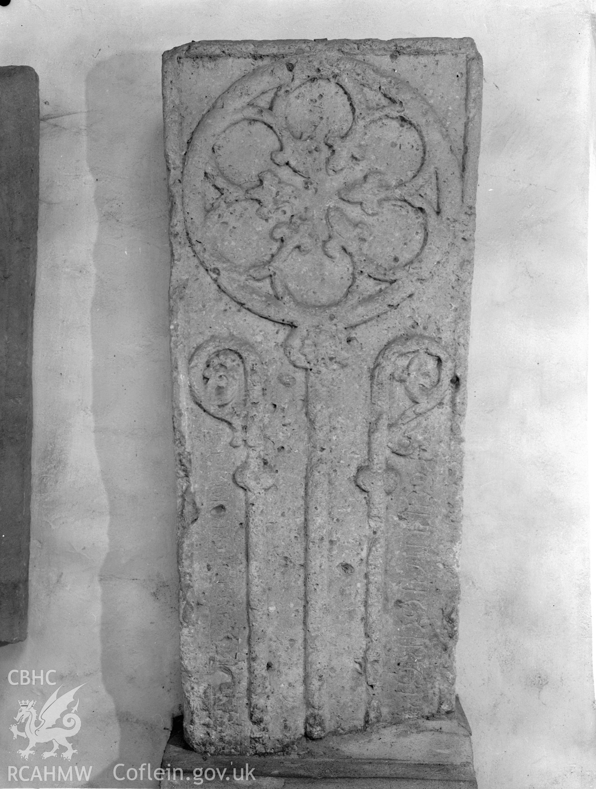 View of grave slab at Margam Abbey, Port Talbot,  taken 18.11.65 .