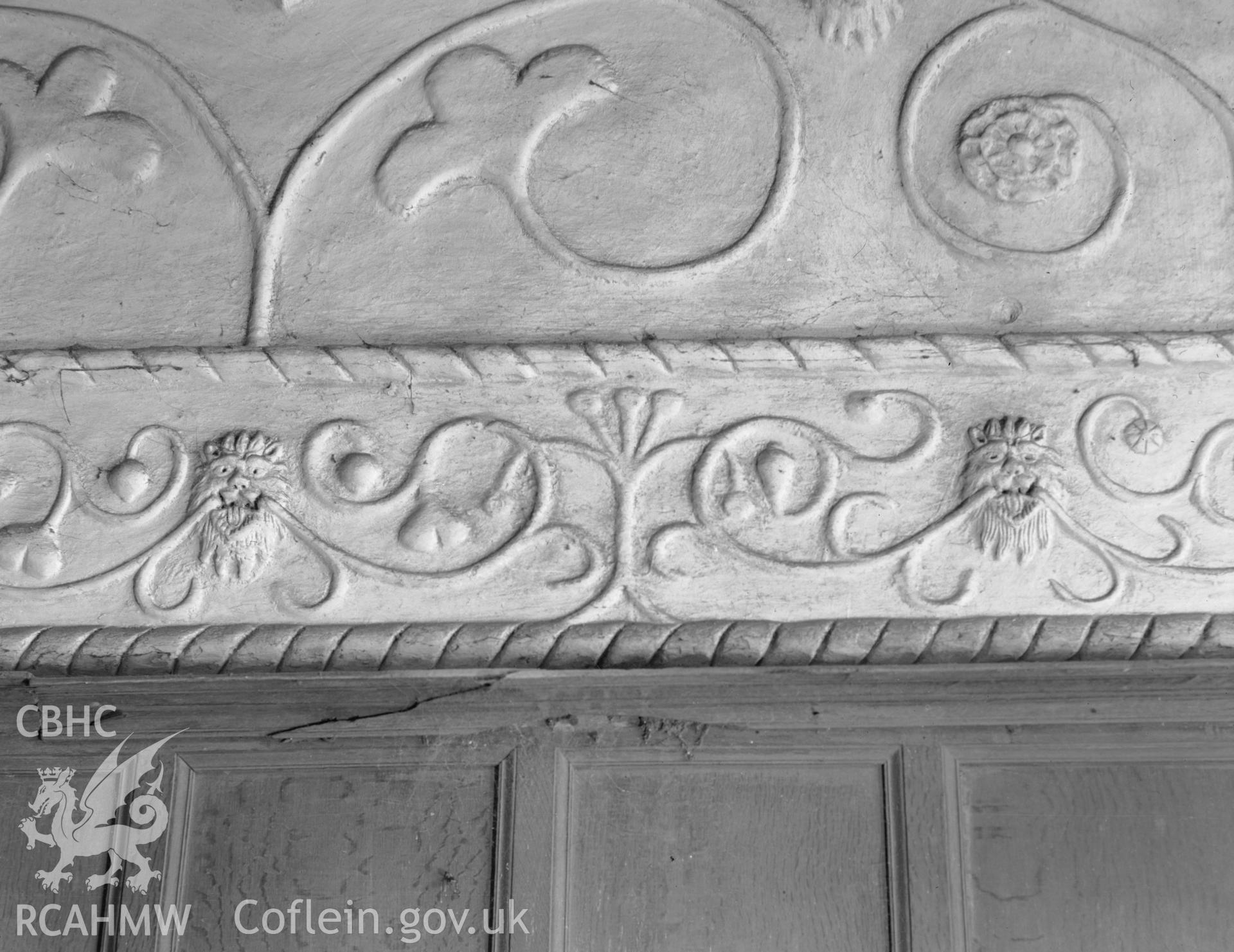 Interior view showing decorative plaster.