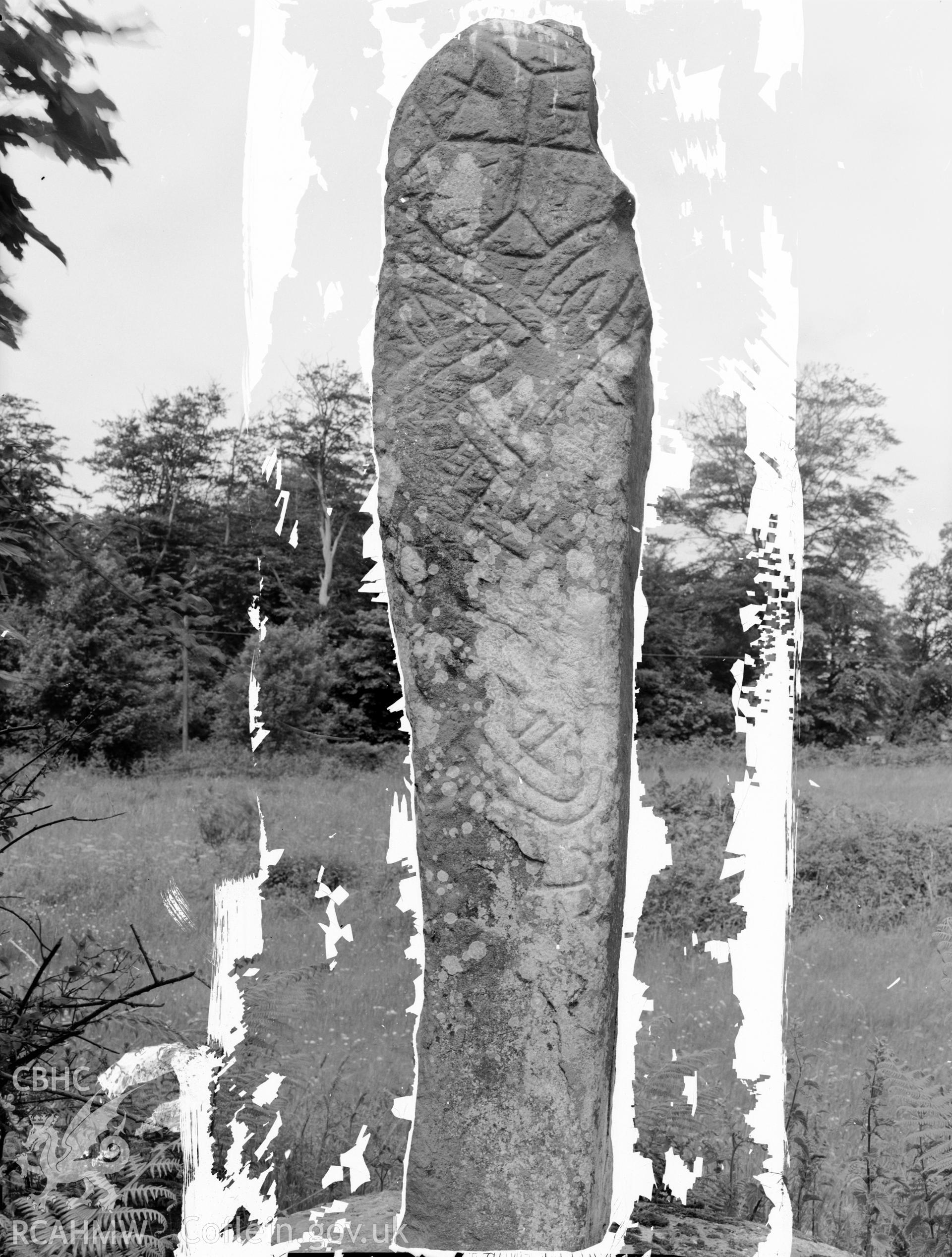 View showing the east face of inscribed stone.