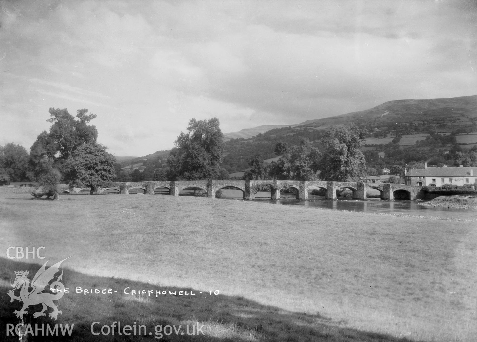 View of Crickhowell Bridge,  taken by W A Call circa 1920.