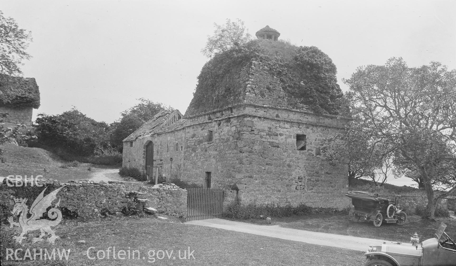 Black and white photograph showing Penmon Priory Dovecot taken by Leonard Monroe, undated.