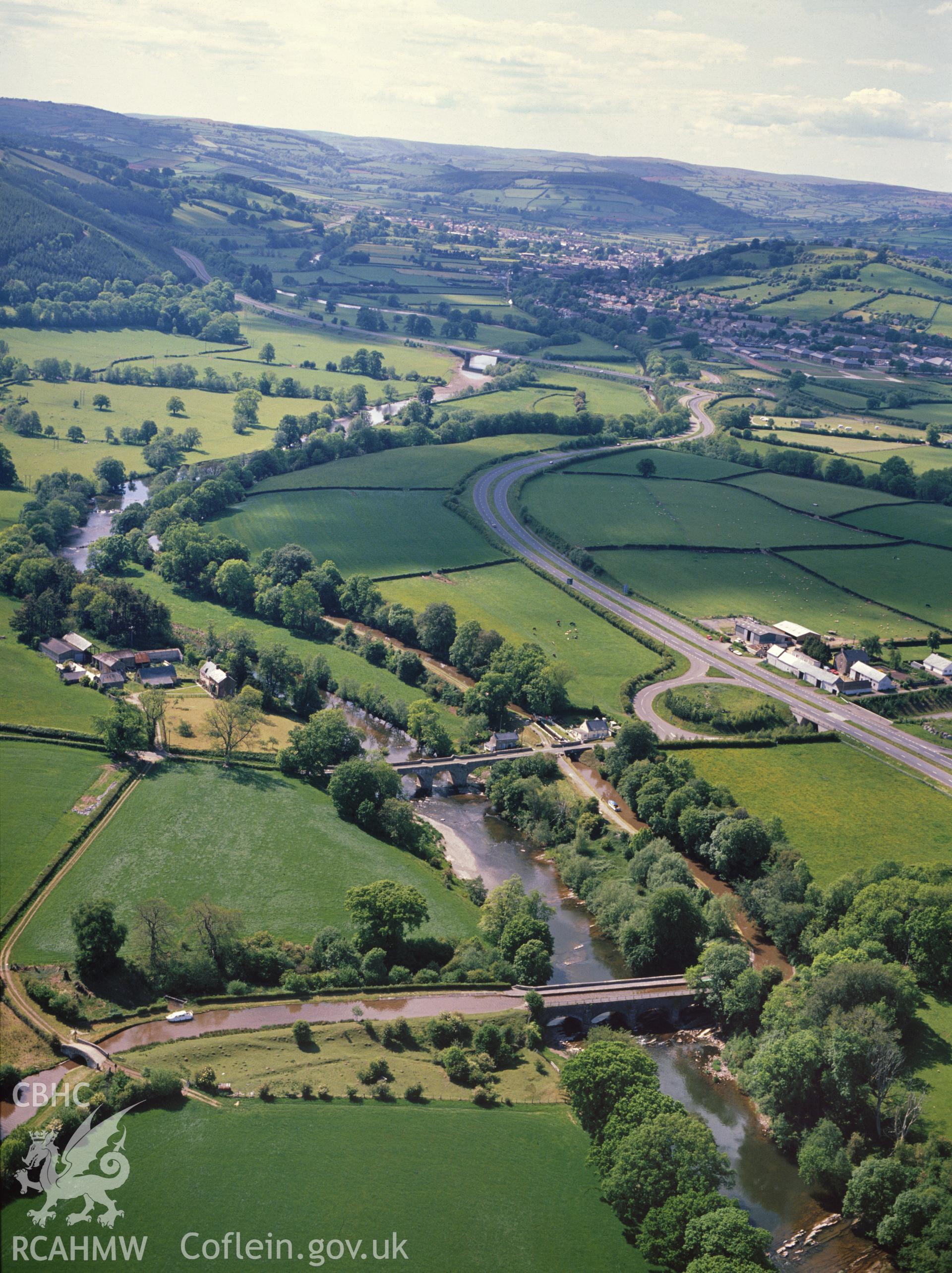 RCAHMW colour oblique aerial photograph of Brynich Aqueduct taken by C R Musson, 1990