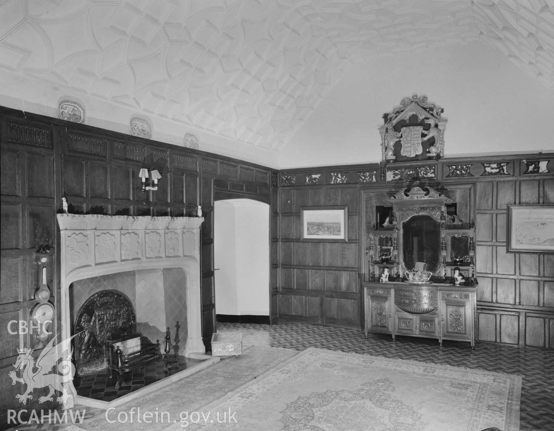 Interior view showing panelled room.