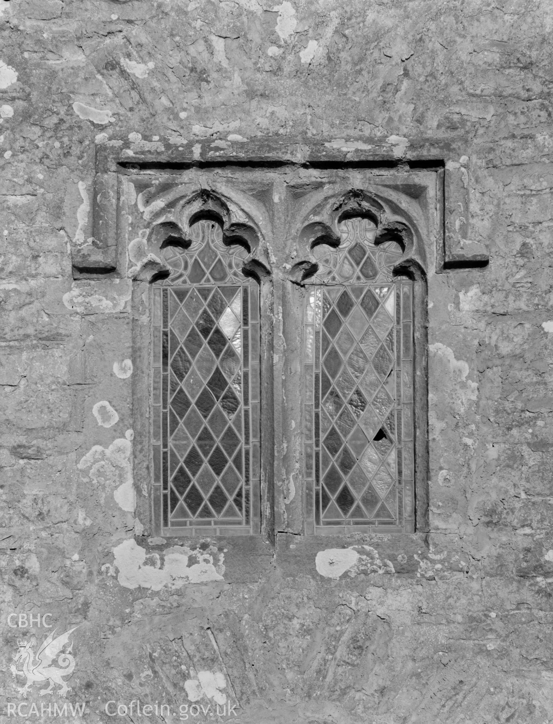 View of window at St Michael's Church, Llanmihangel taken 07.04.65.