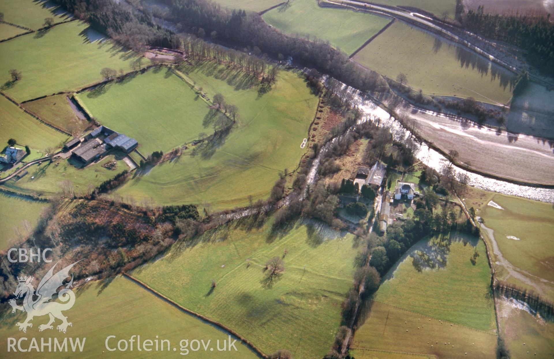 Aerial view of Aberyscir earthworks, Brecon Gaer.